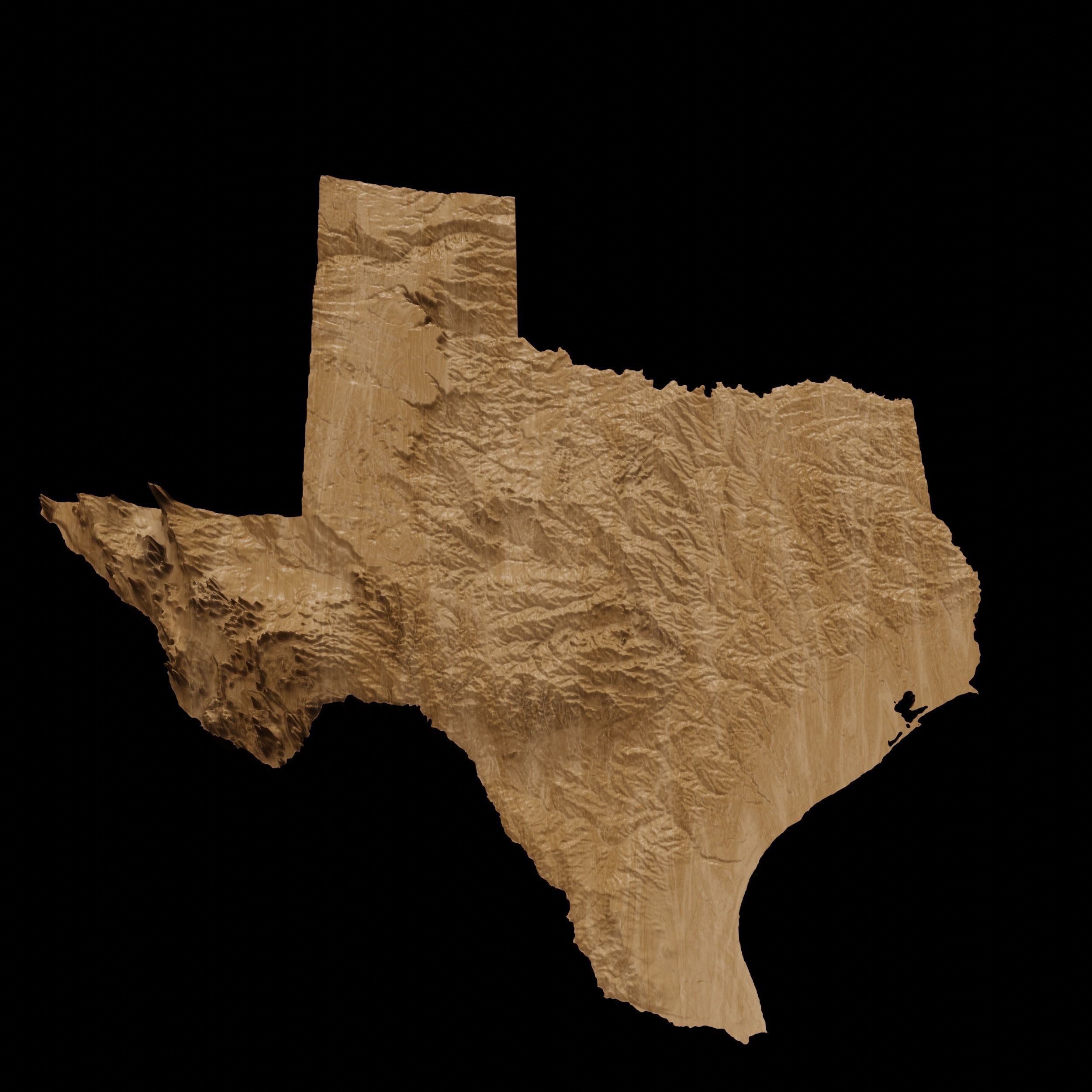 3D Topographical Map of Texas 3D print model_2