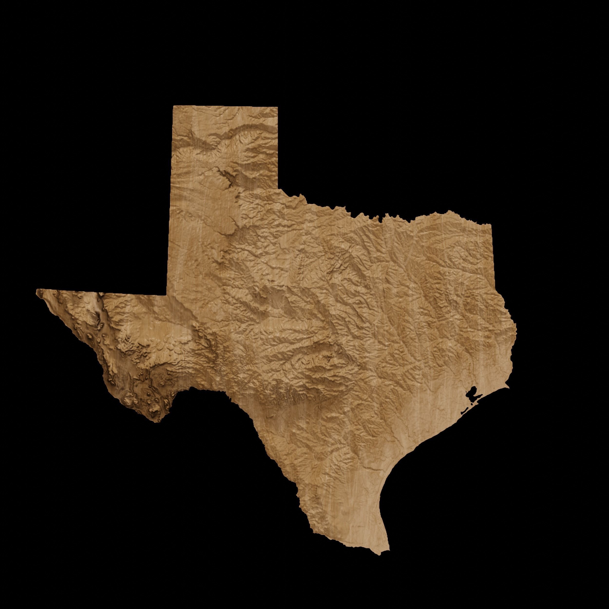 3D Topographical Map of Texas 3D print model_1