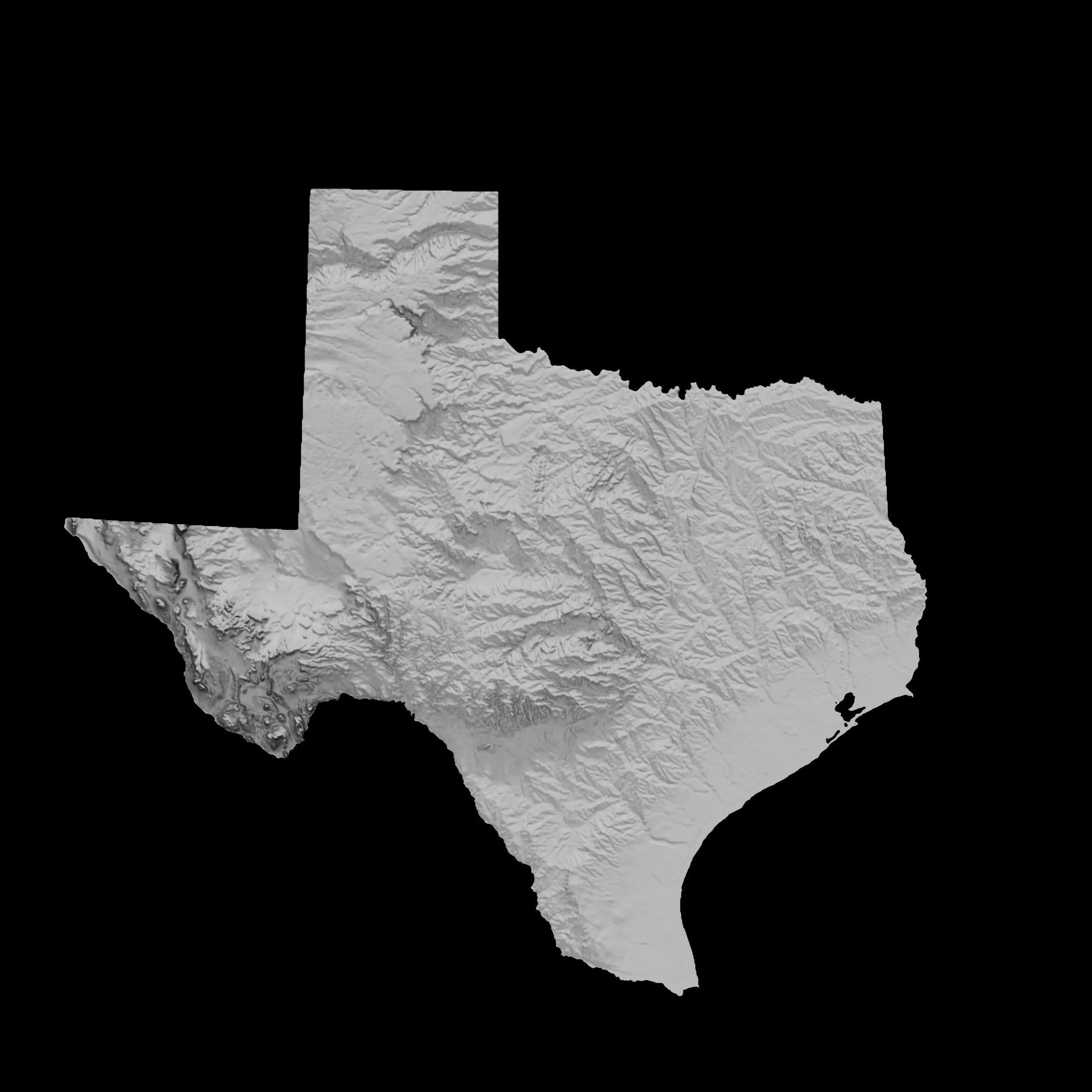 3D Topographical Map of Texas 3D print model_0