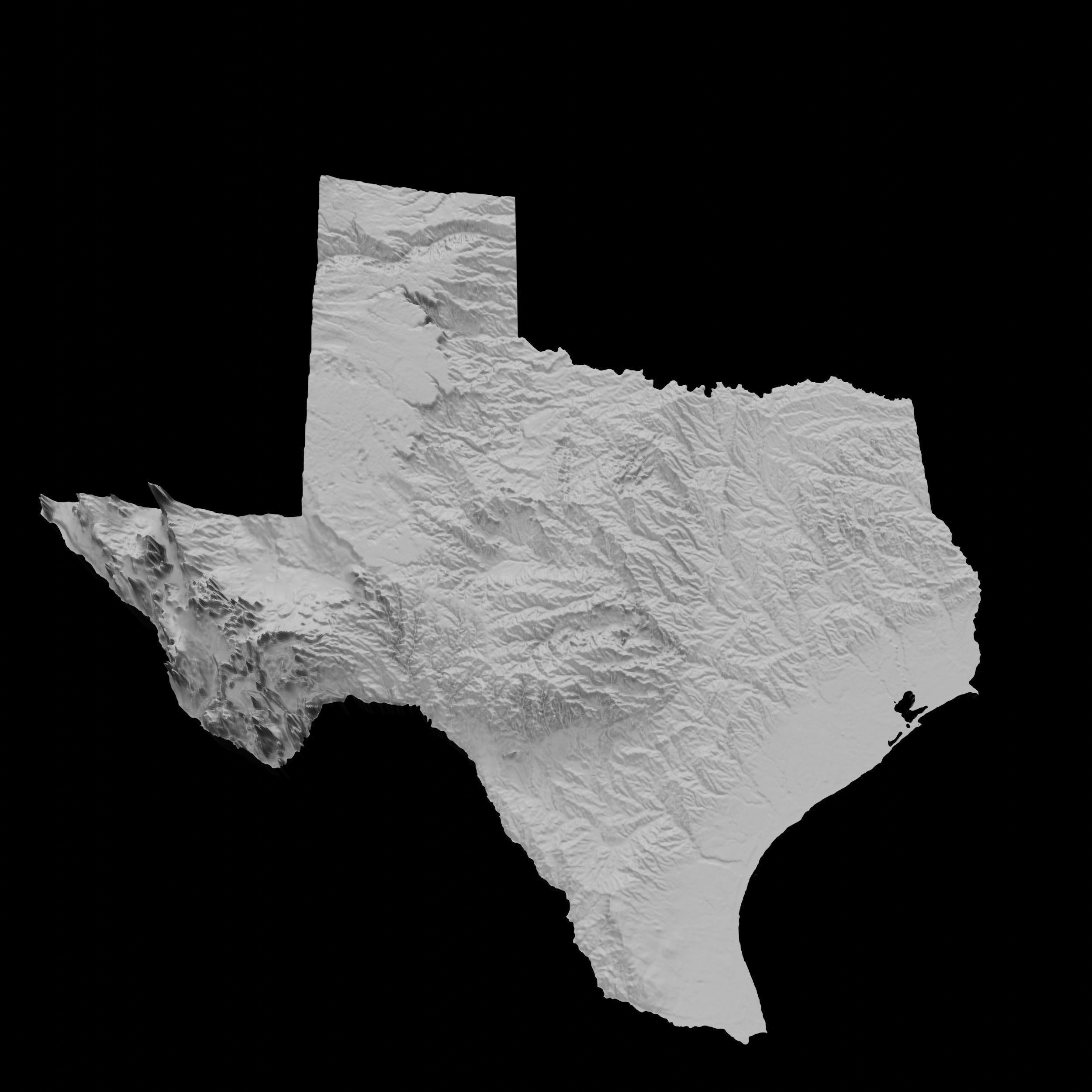 3D Topographical Map of Texas 3D print model_3
