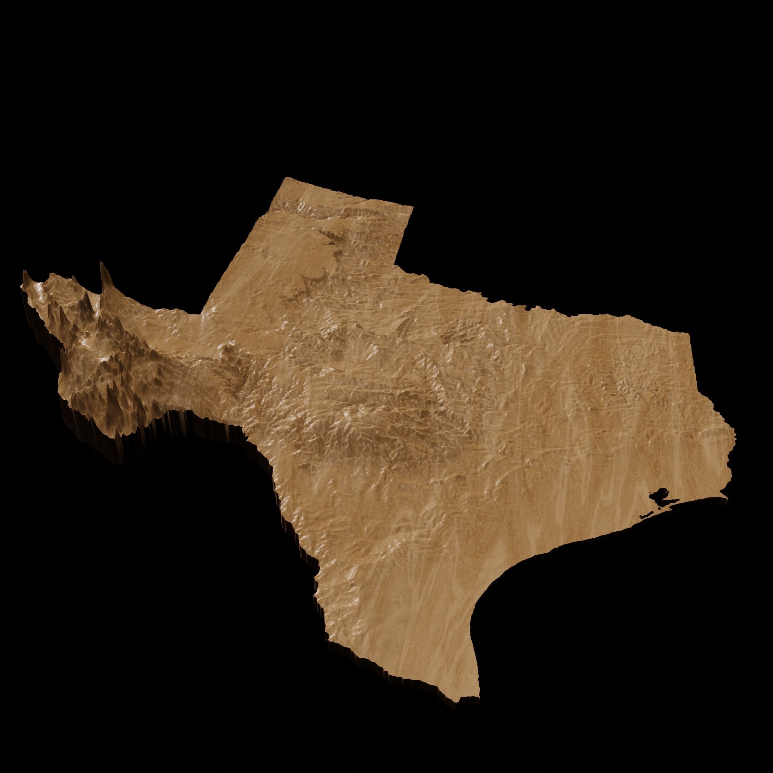 3D Topographical Map of Texas 3D print model_4