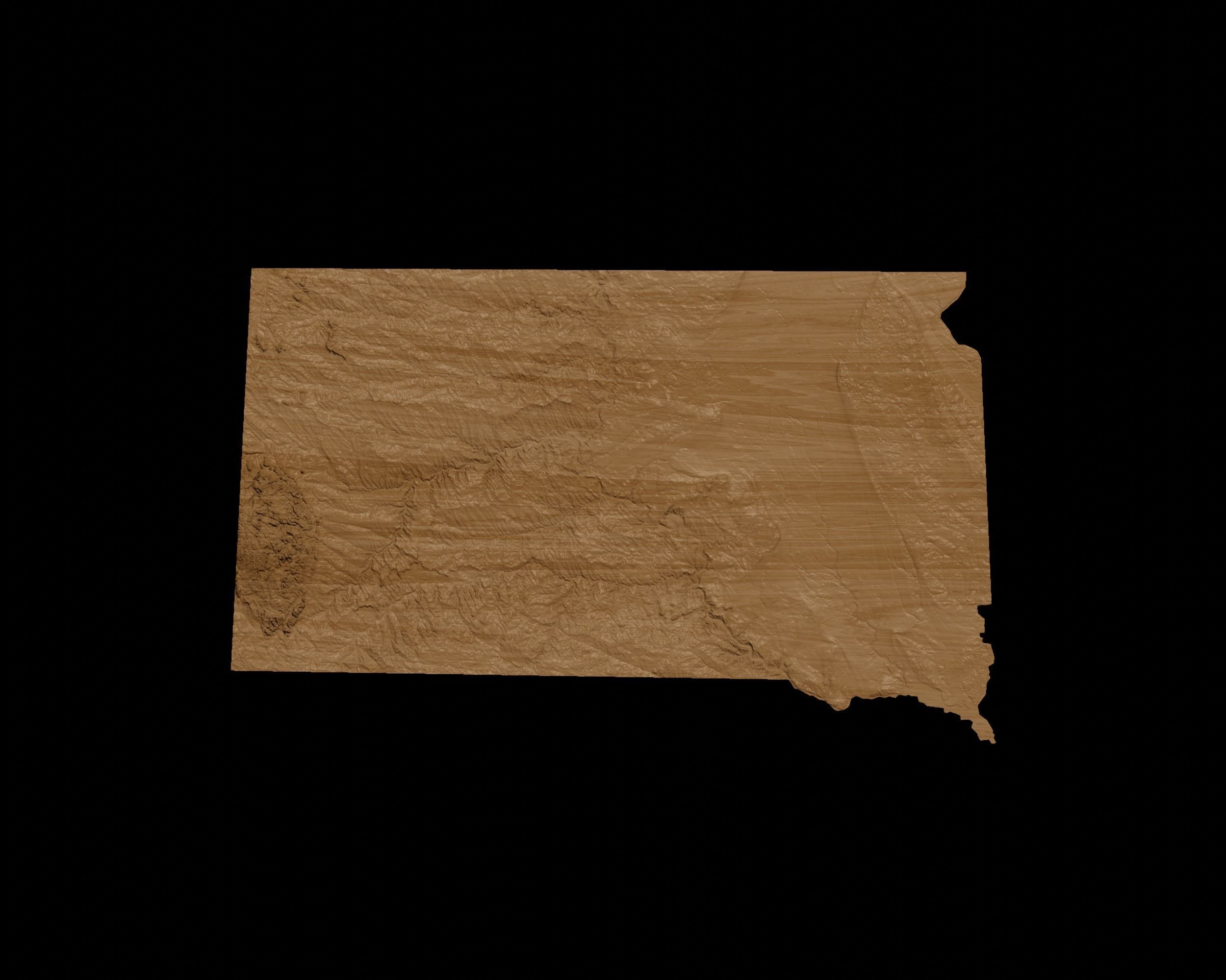 3D Topographical Map of South Dakota 3D print model_1