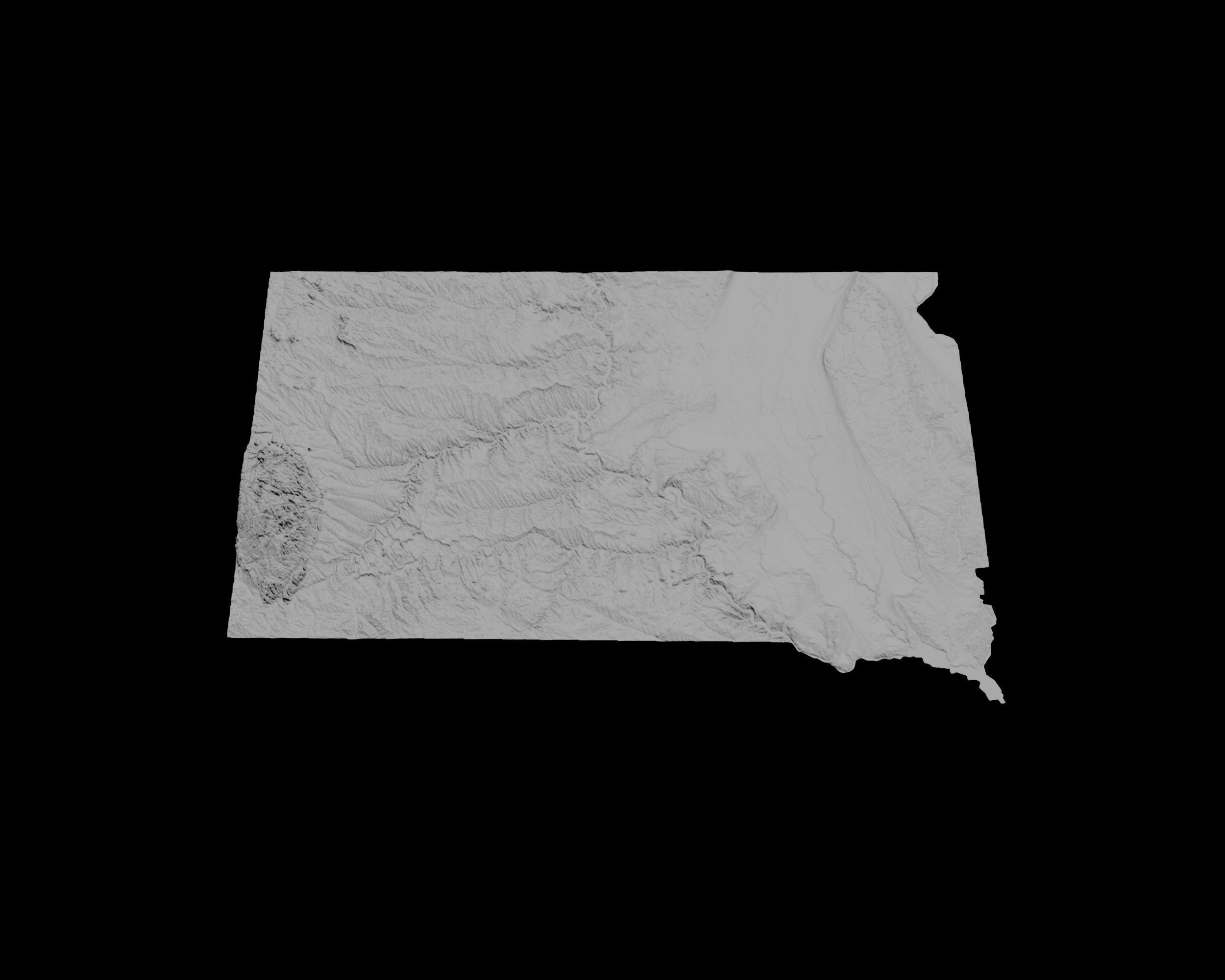 3D Topographical Map of South Dakota 3D print model_3