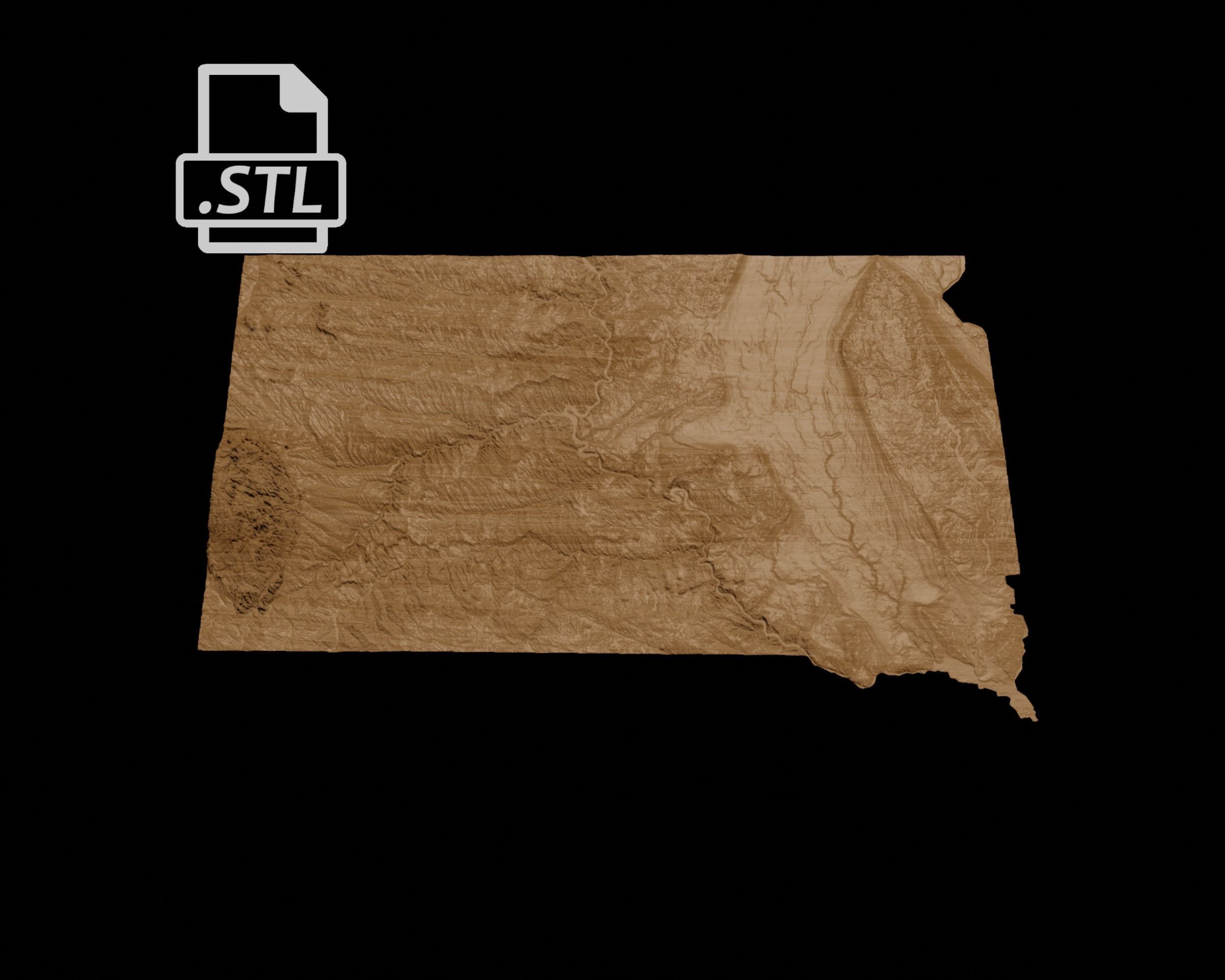 3D Topographical Map of South Dakota 3D print model_6