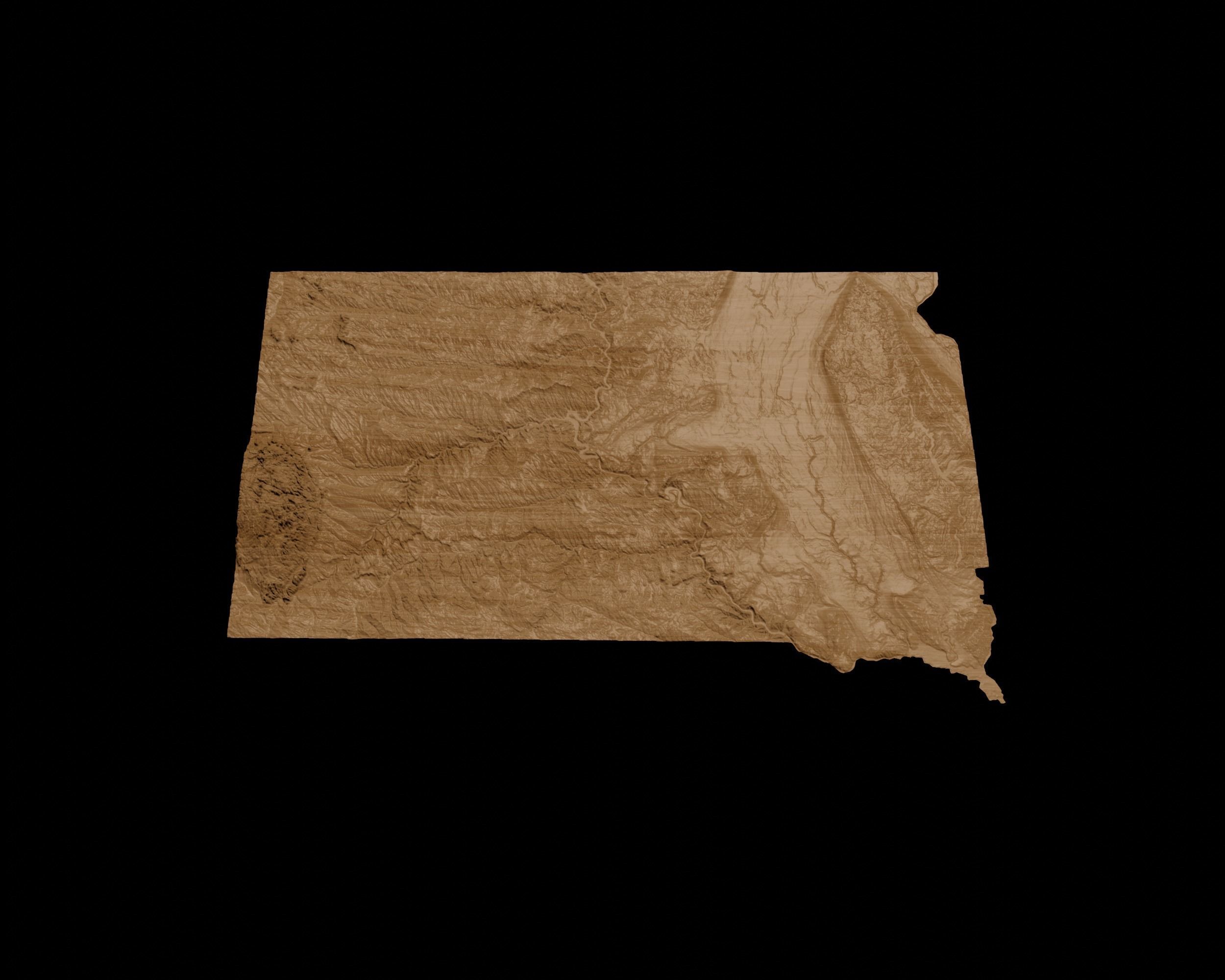 3D Topographical Map of South Dakota 3D print model_2