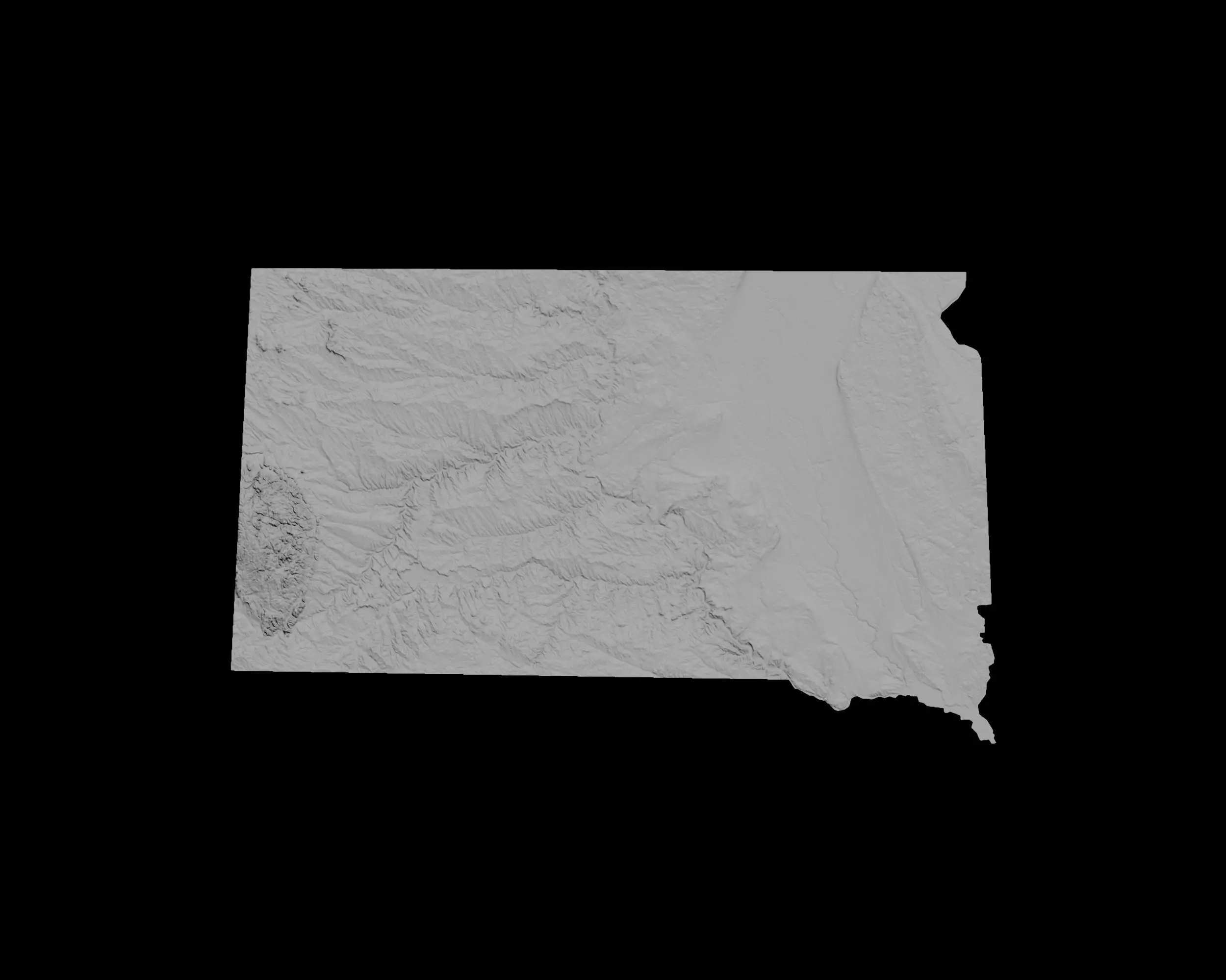 3D Topographical Map of South Dakota 3D print model_0