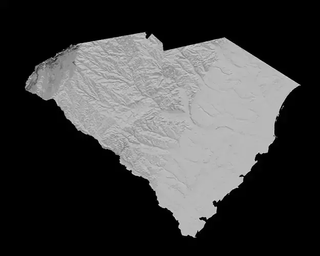 3D Topographical Map of South Carolina 3D print model