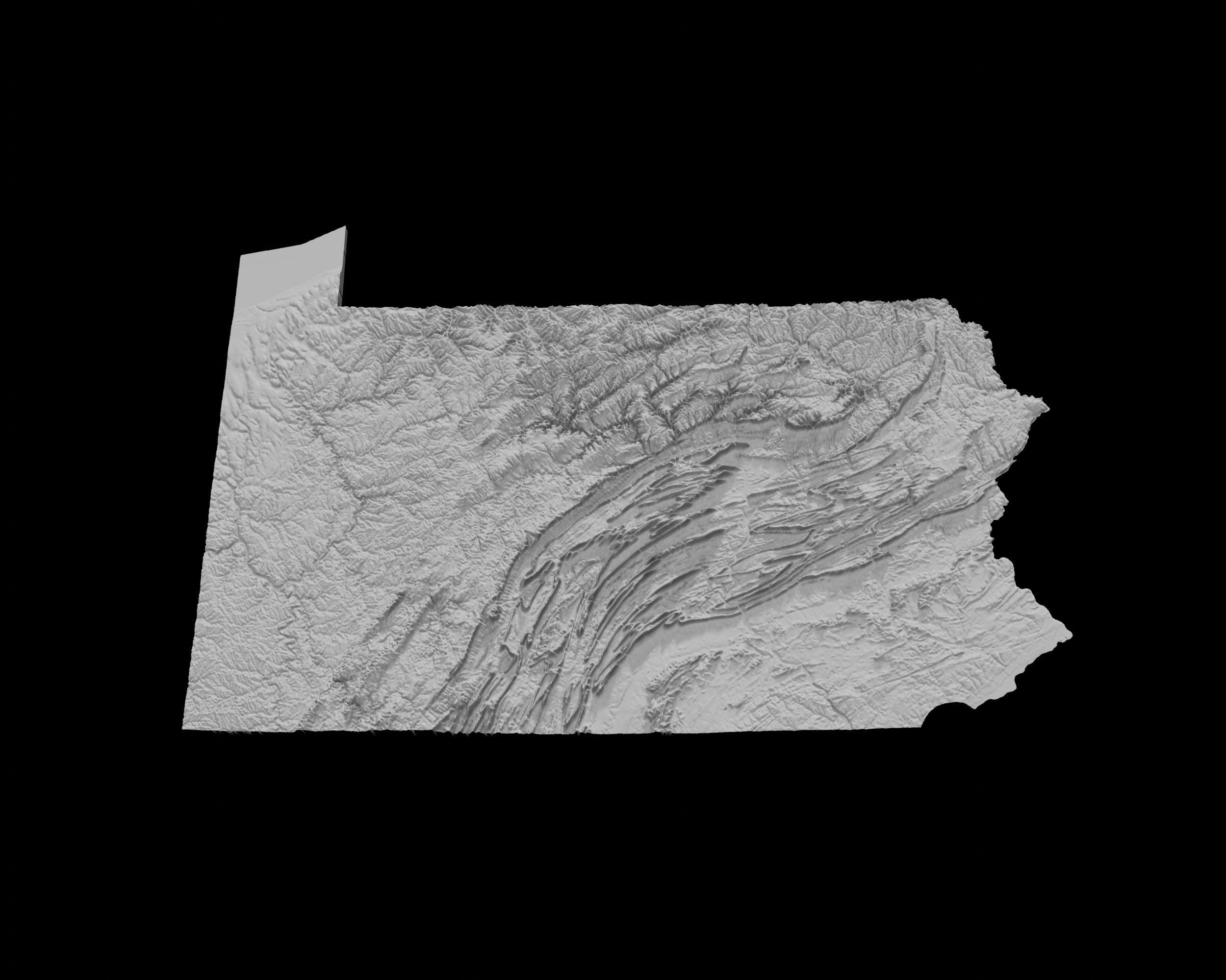 3D Topographical Map of Pennsylvania 3D print model_3