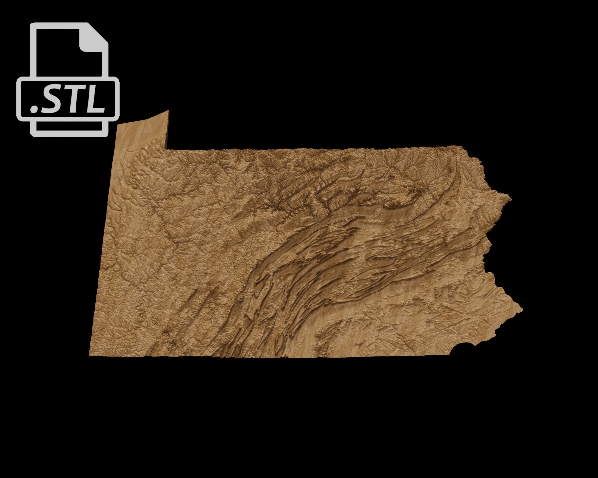 3D Topographical Map of Pennsylvania 3D print model_6