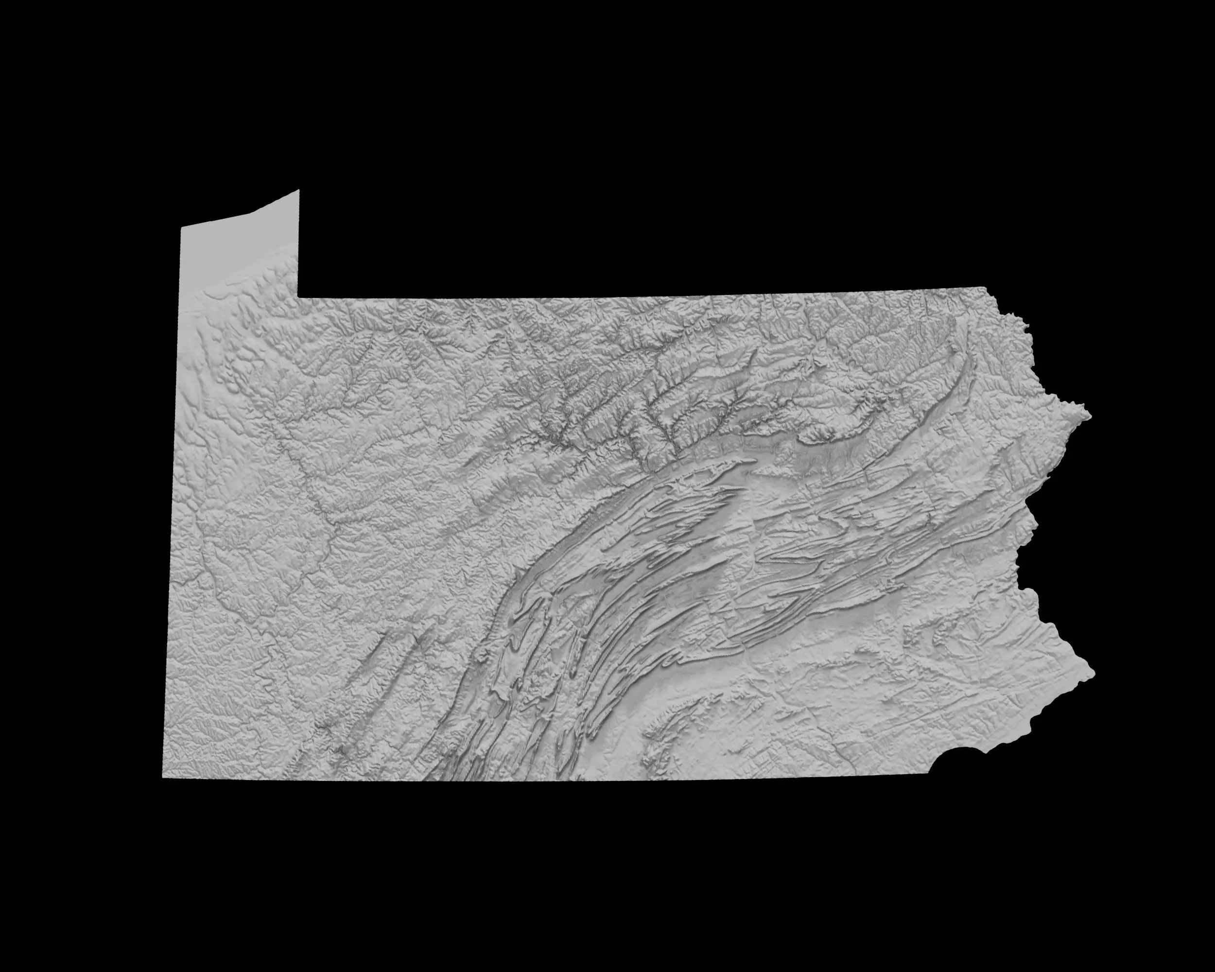 3D Topographical Map of Pennsylvania 3D print model_0