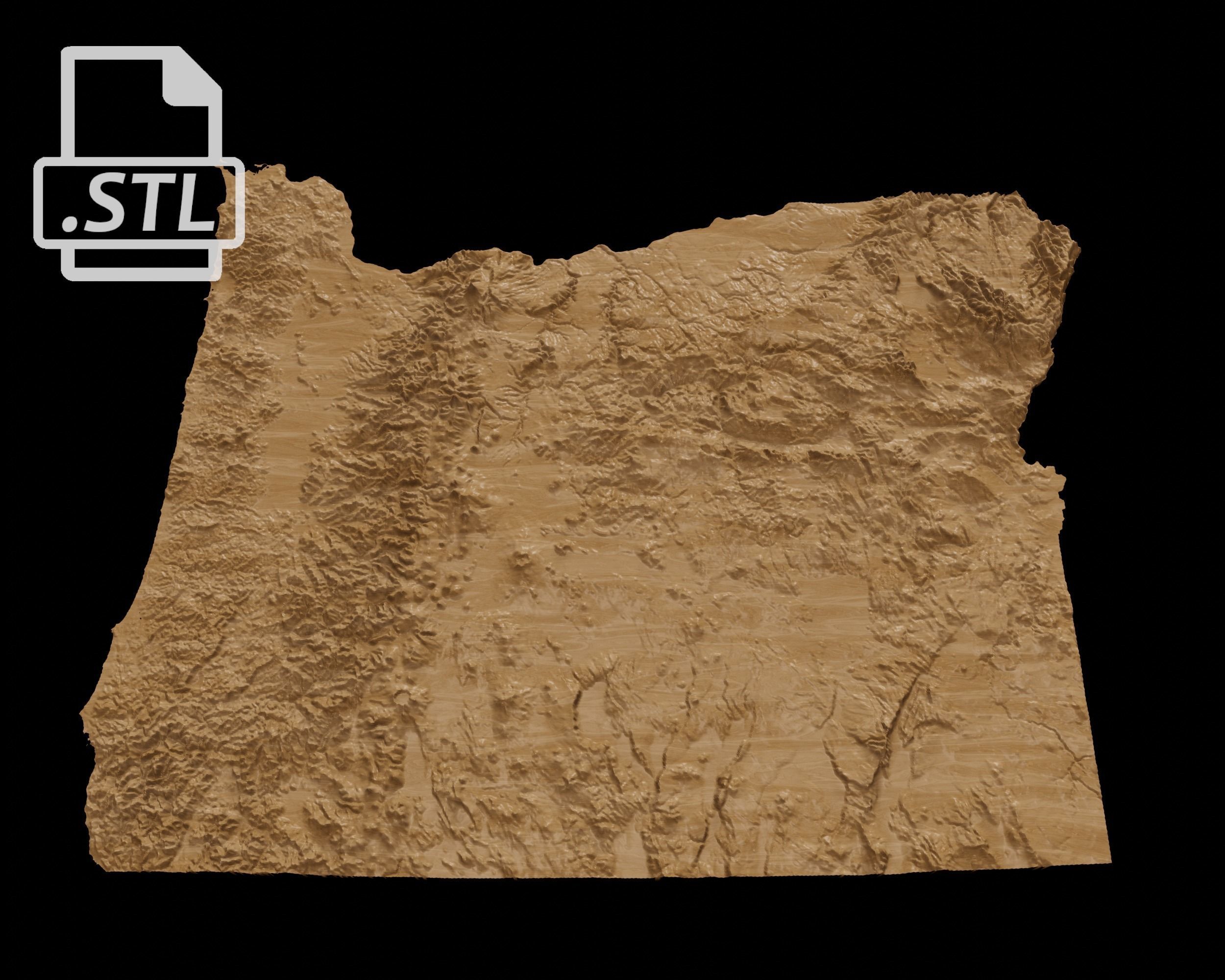 3D Topographical Map of Oregon 3D print model_6