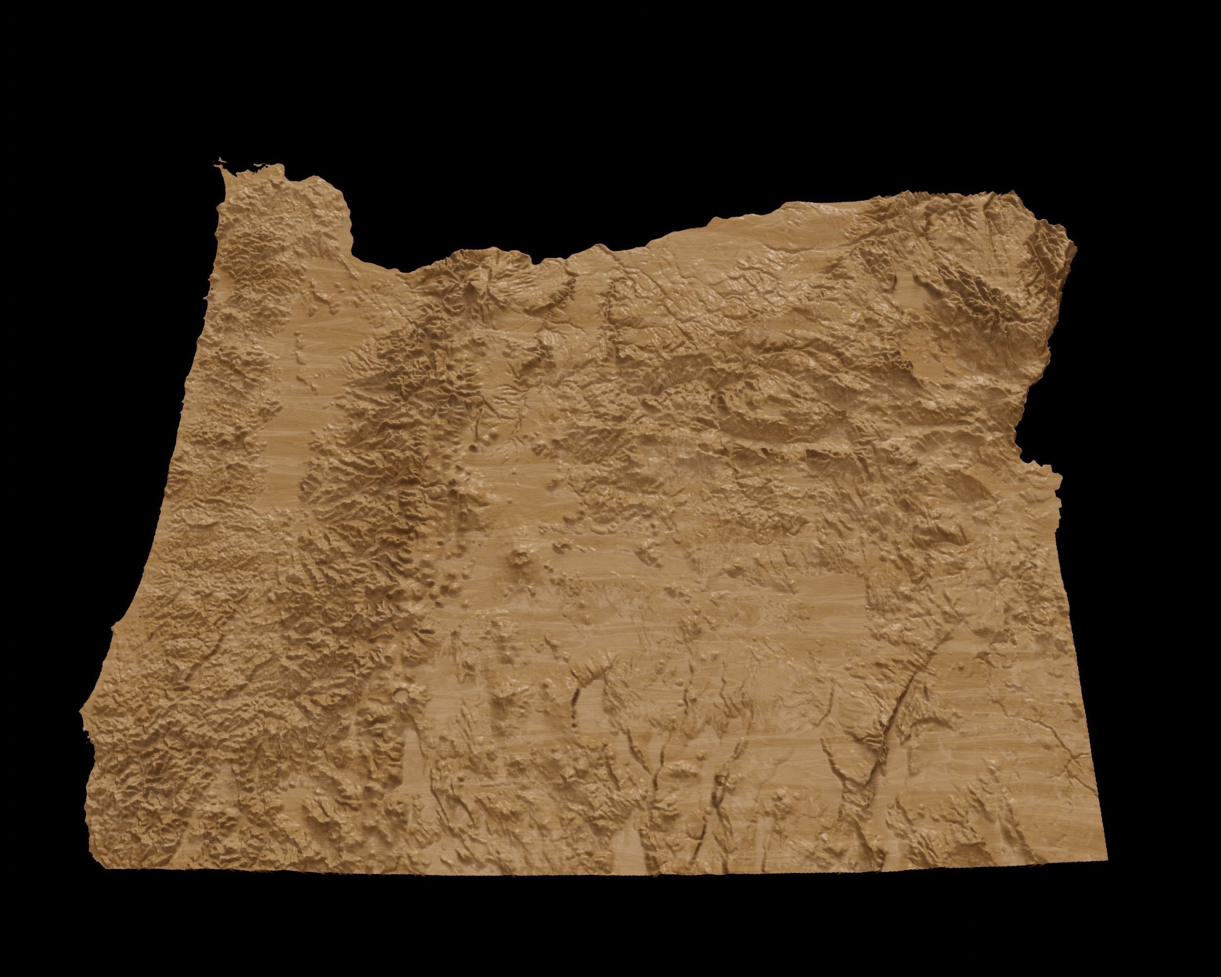 3D Topographical Map of Oregon 3D print model_2