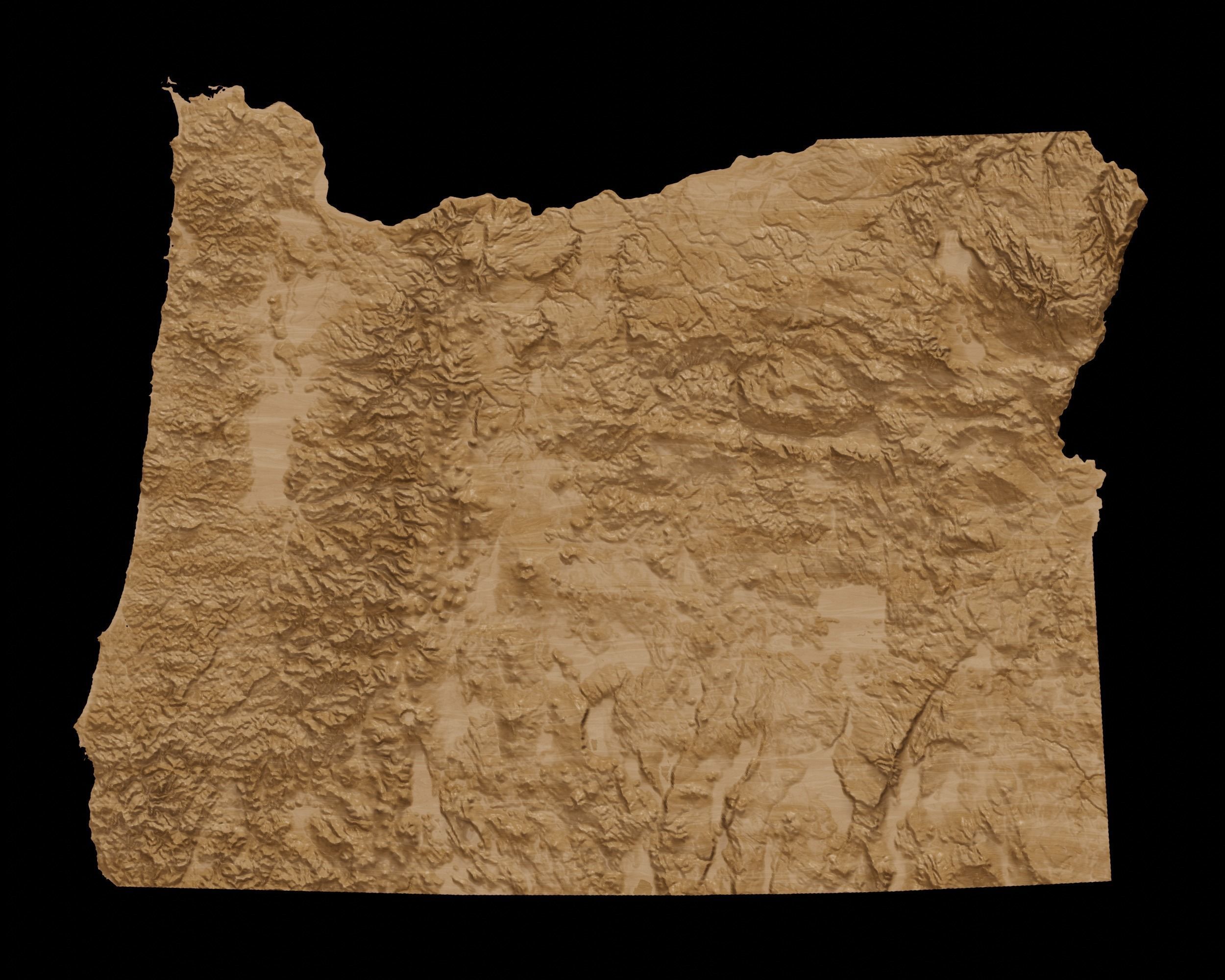 3D Topographical Map of Oregon 3D print model_1