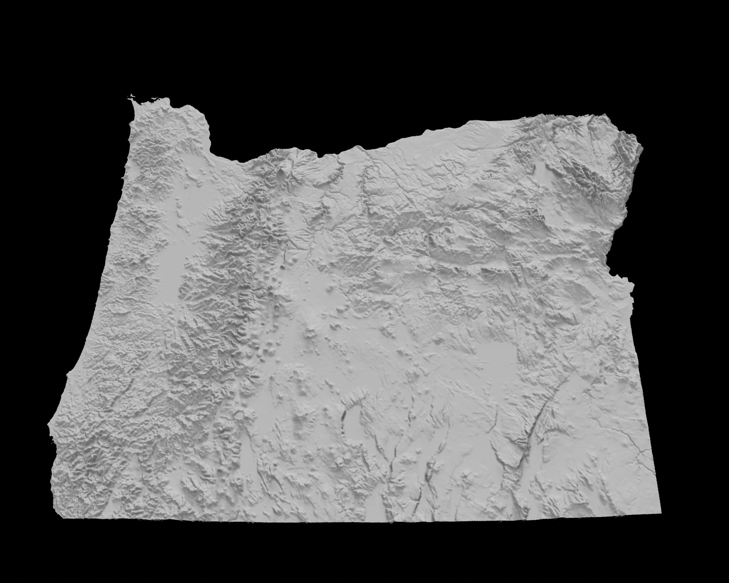 3D Topographical Map of Oregon 3D print model_3