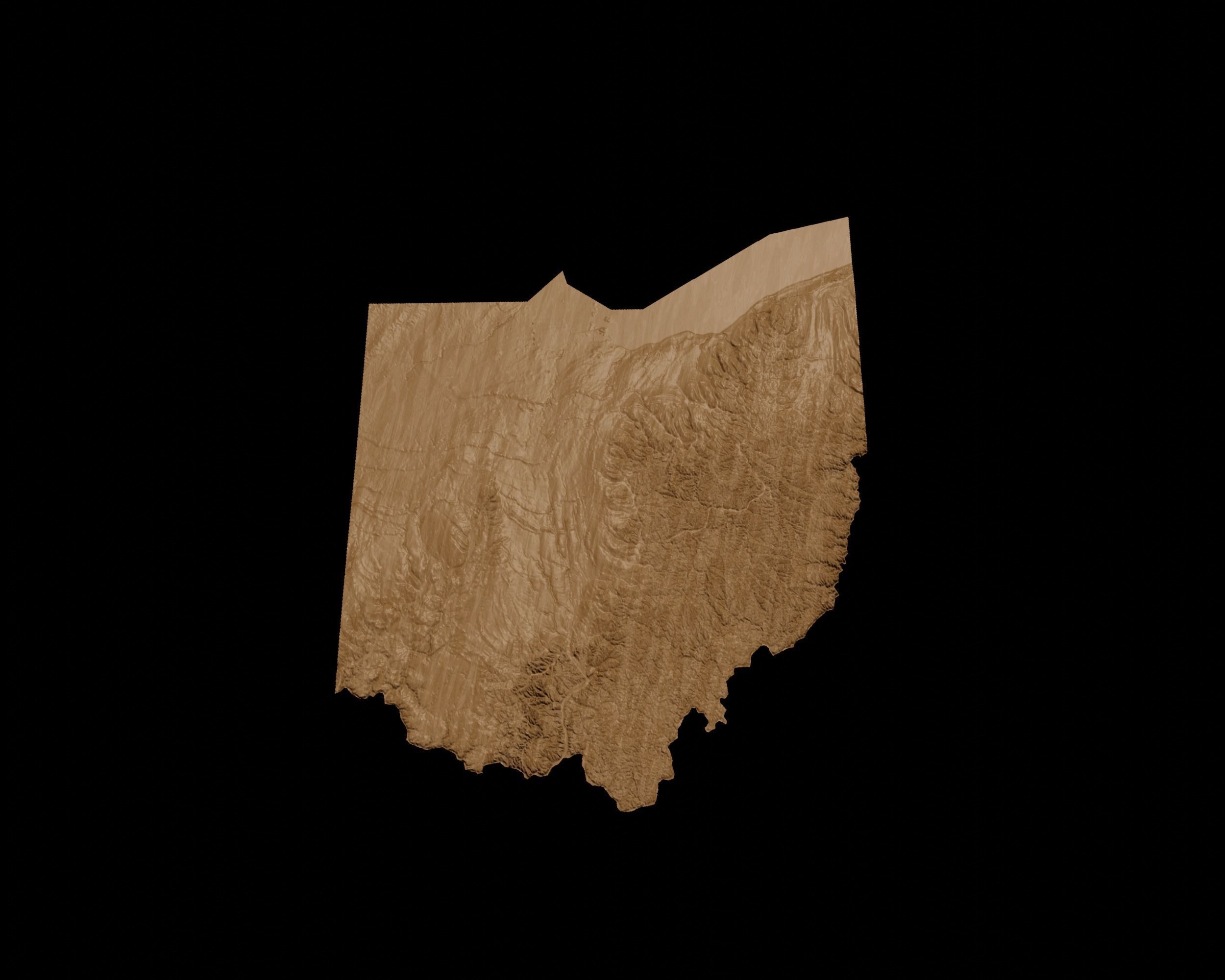 3D Topographical Map of Ohio 3D print model_2