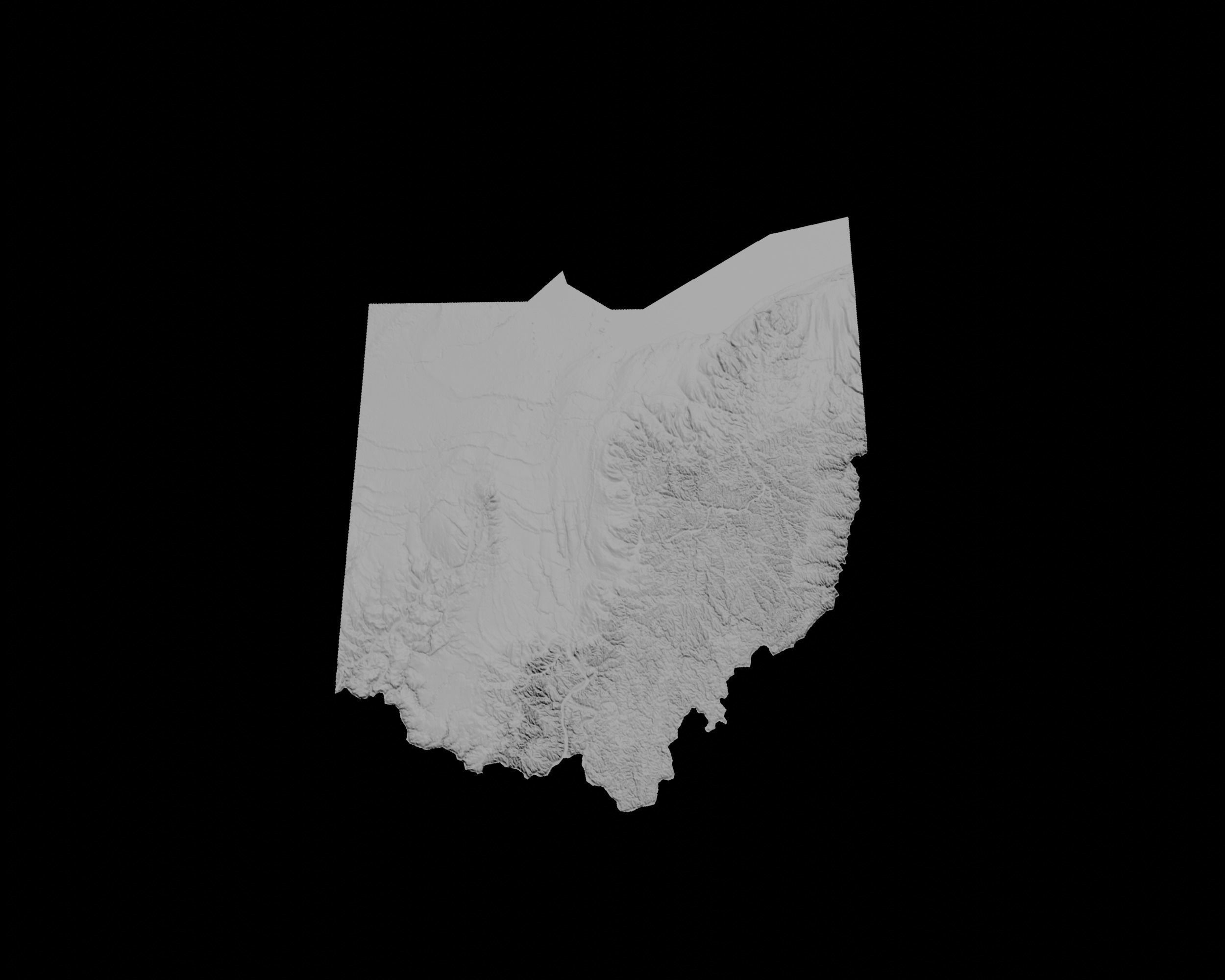 3D Topographical Map of Ohio 3D print model_3
