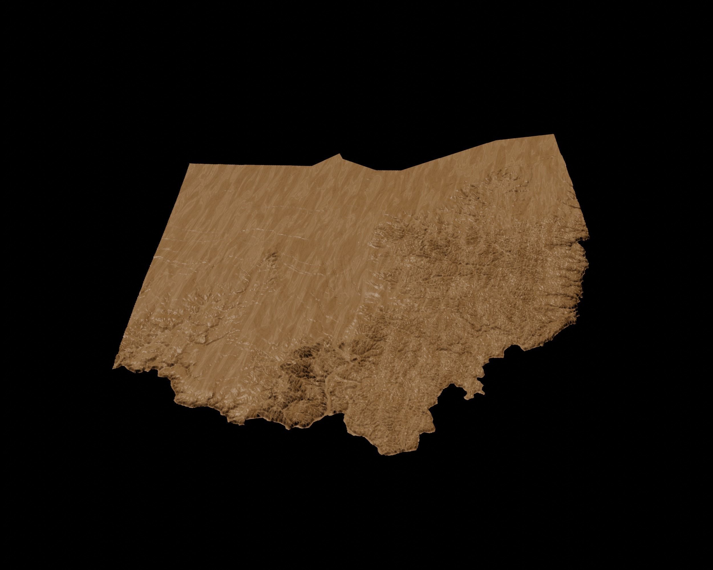 3D Topographical Map of Ohio 3D print model_5