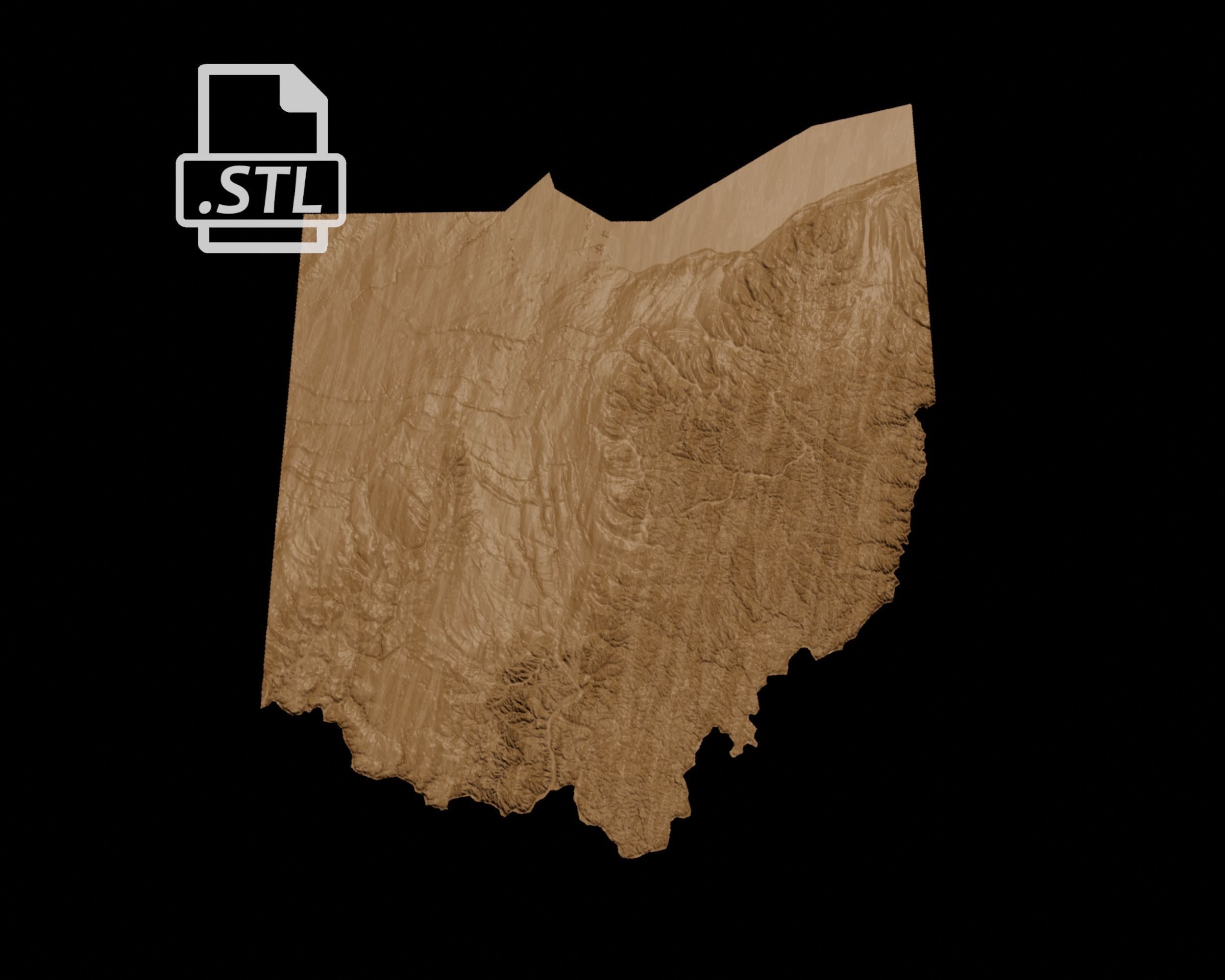 3D Topographical Map of Ohio 3D print model_6