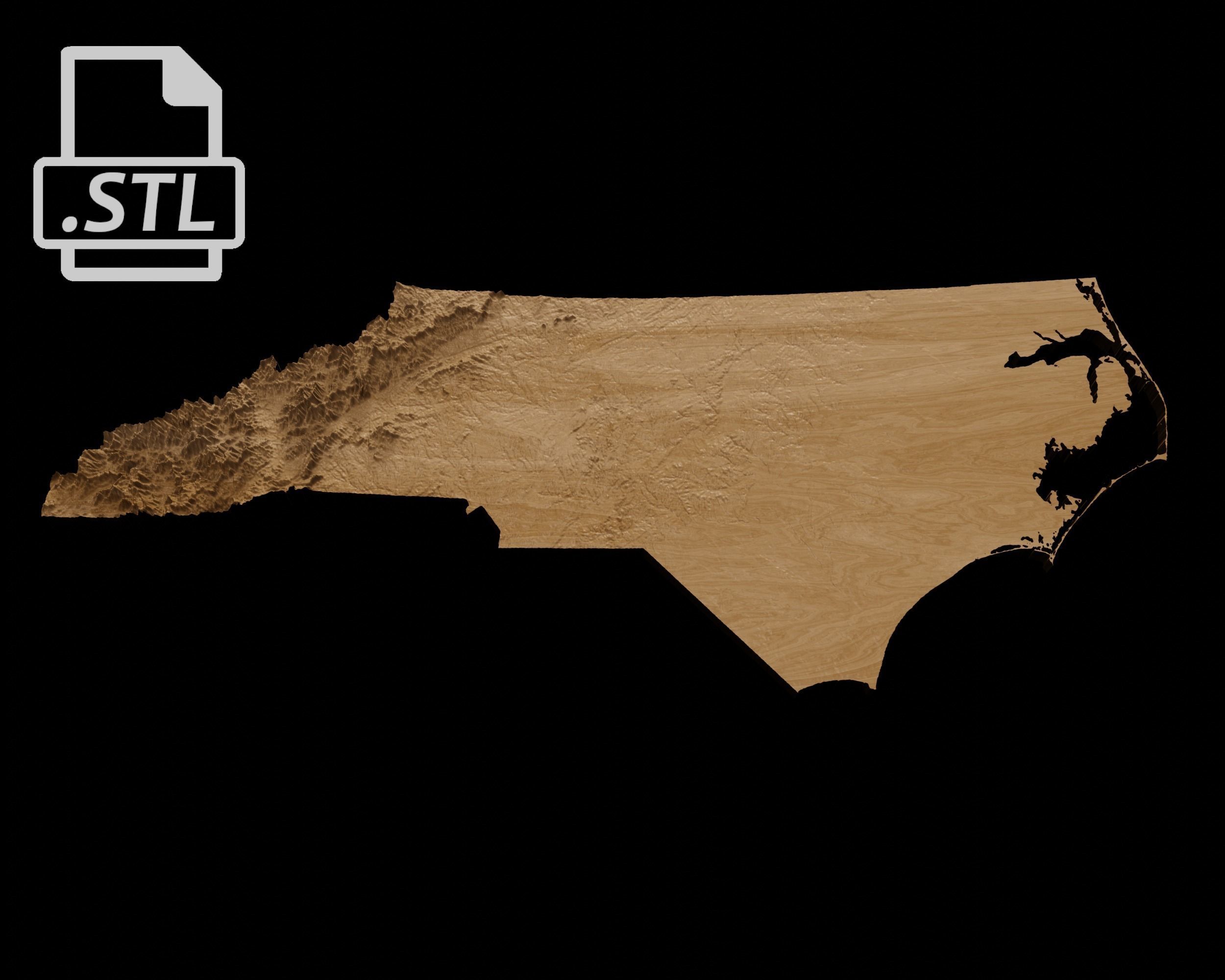 3D Topographical Map of North Carolina 3D print model_6