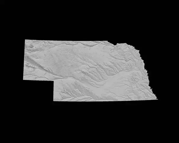 3D Topographical Map of Nebraska