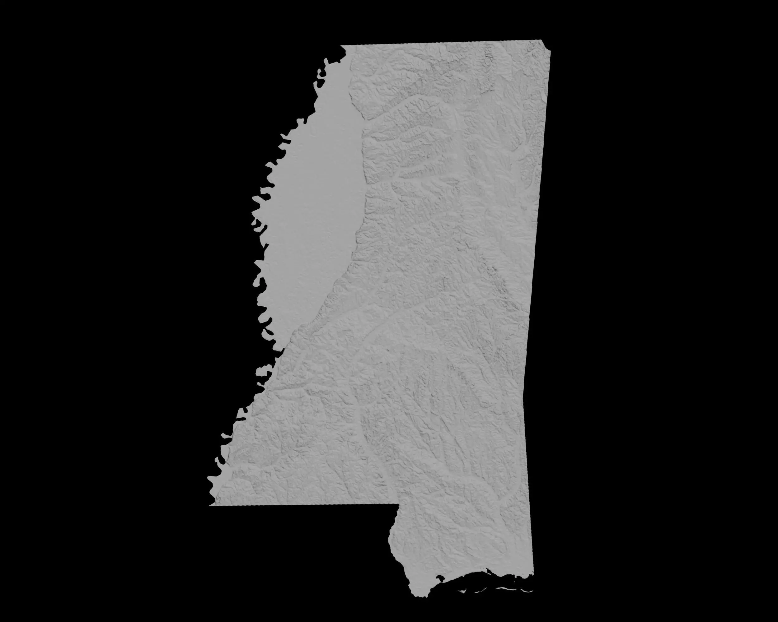 3D Topographical Map of Mississippi 3D print model_0