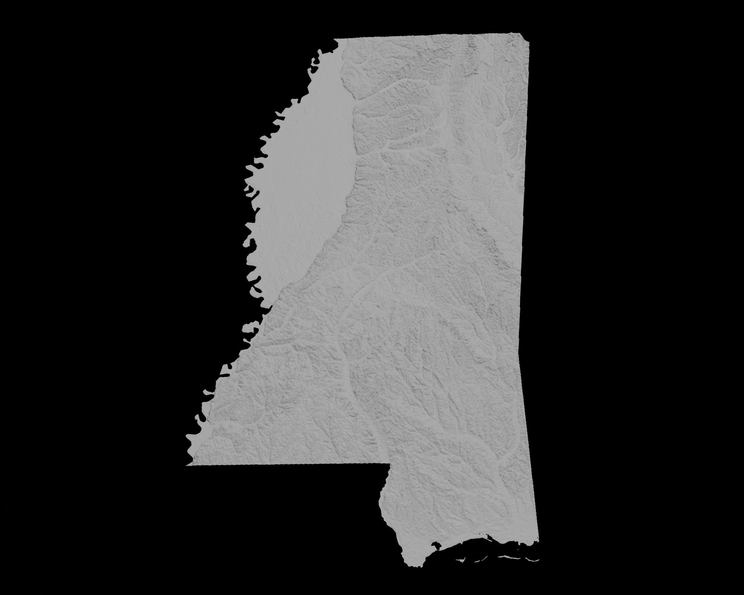 3D Topographical Map of Mississippi 3D print model_3