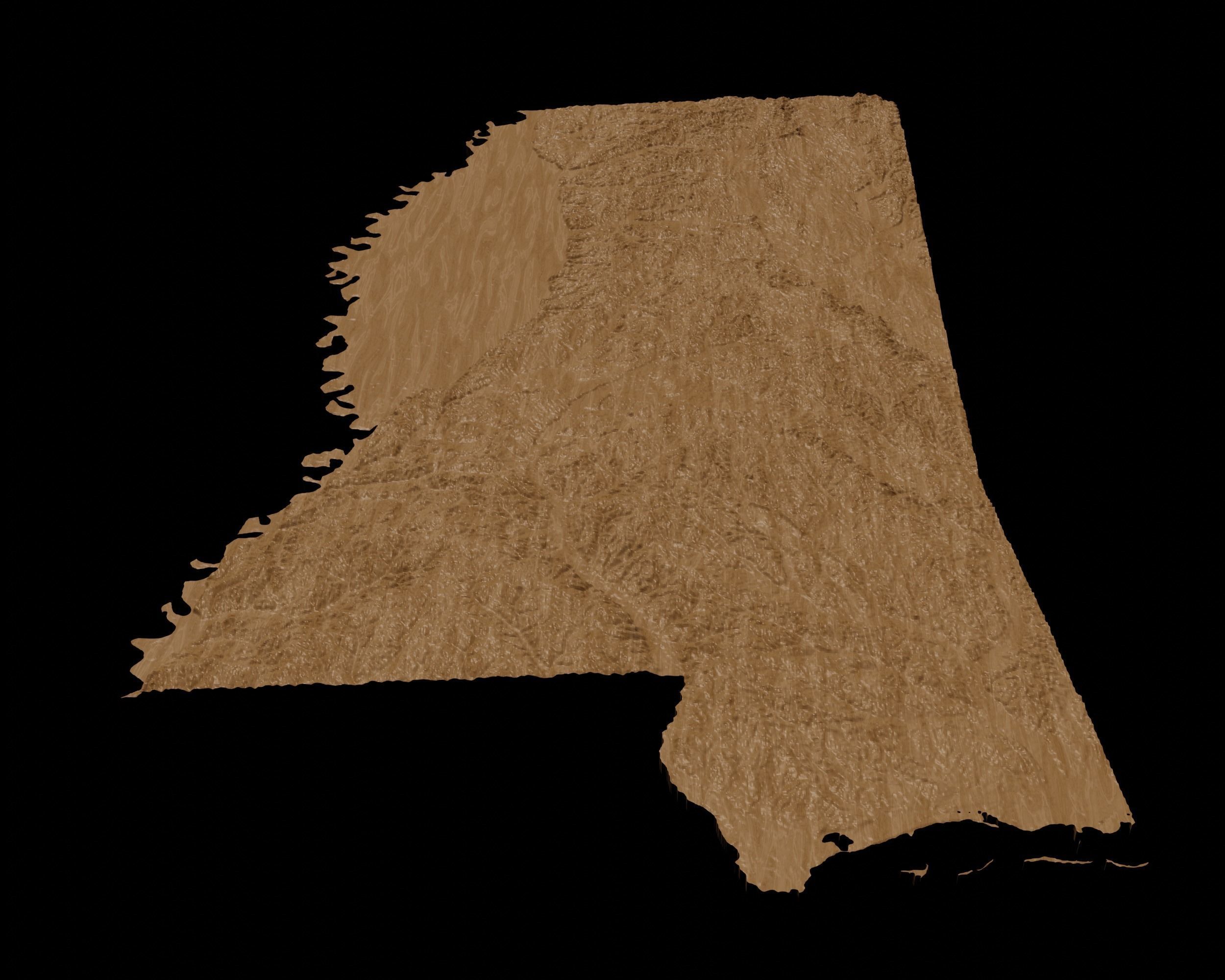 3D Topographical Map of Mississippi 3D print model_5