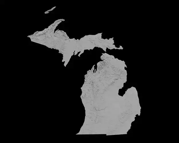 3D Topographical Map of Michigan
