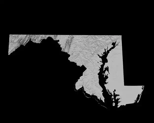 3D Topographical Map of Maryland