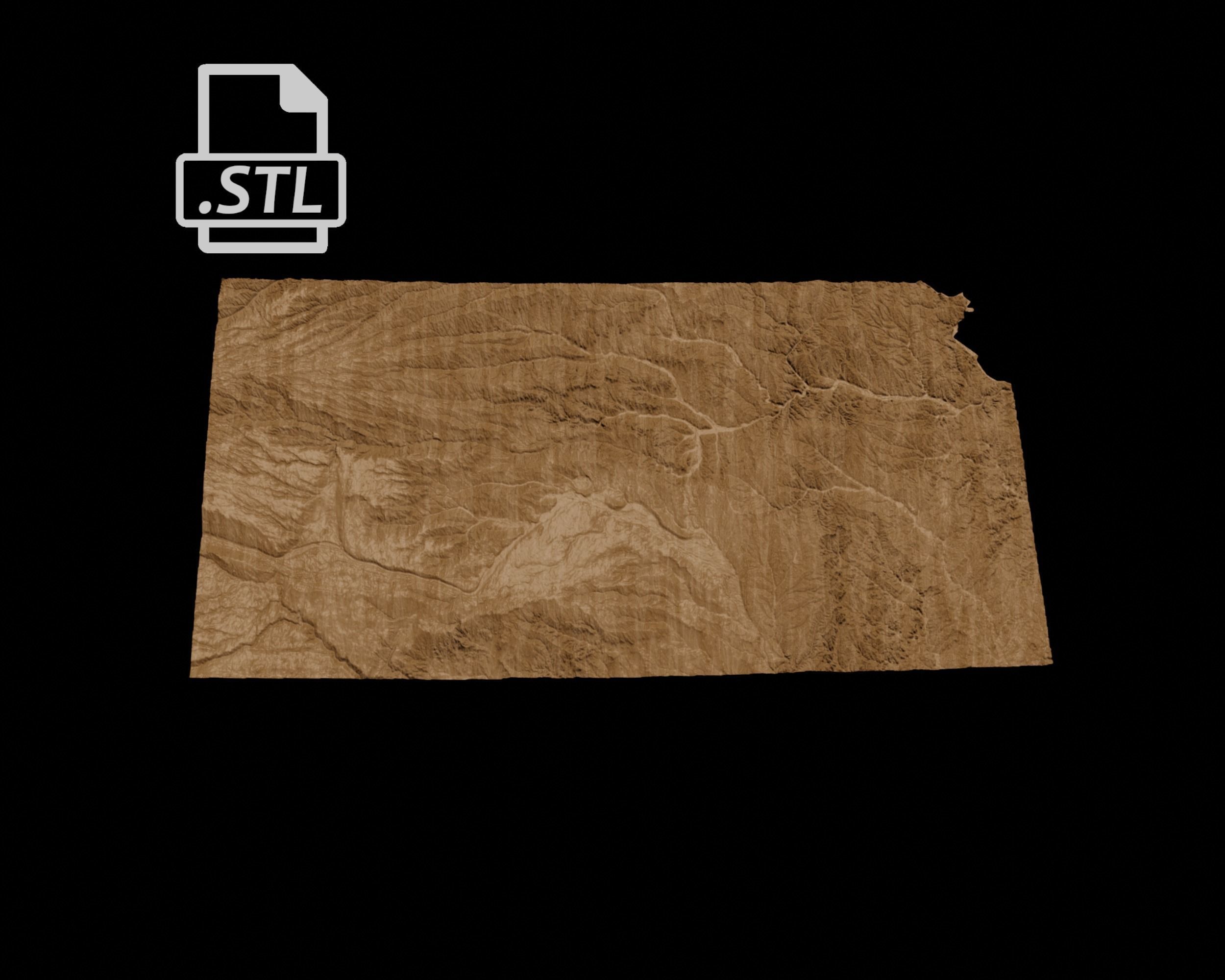 3D Topographical Map of Kansas 3D print model_6