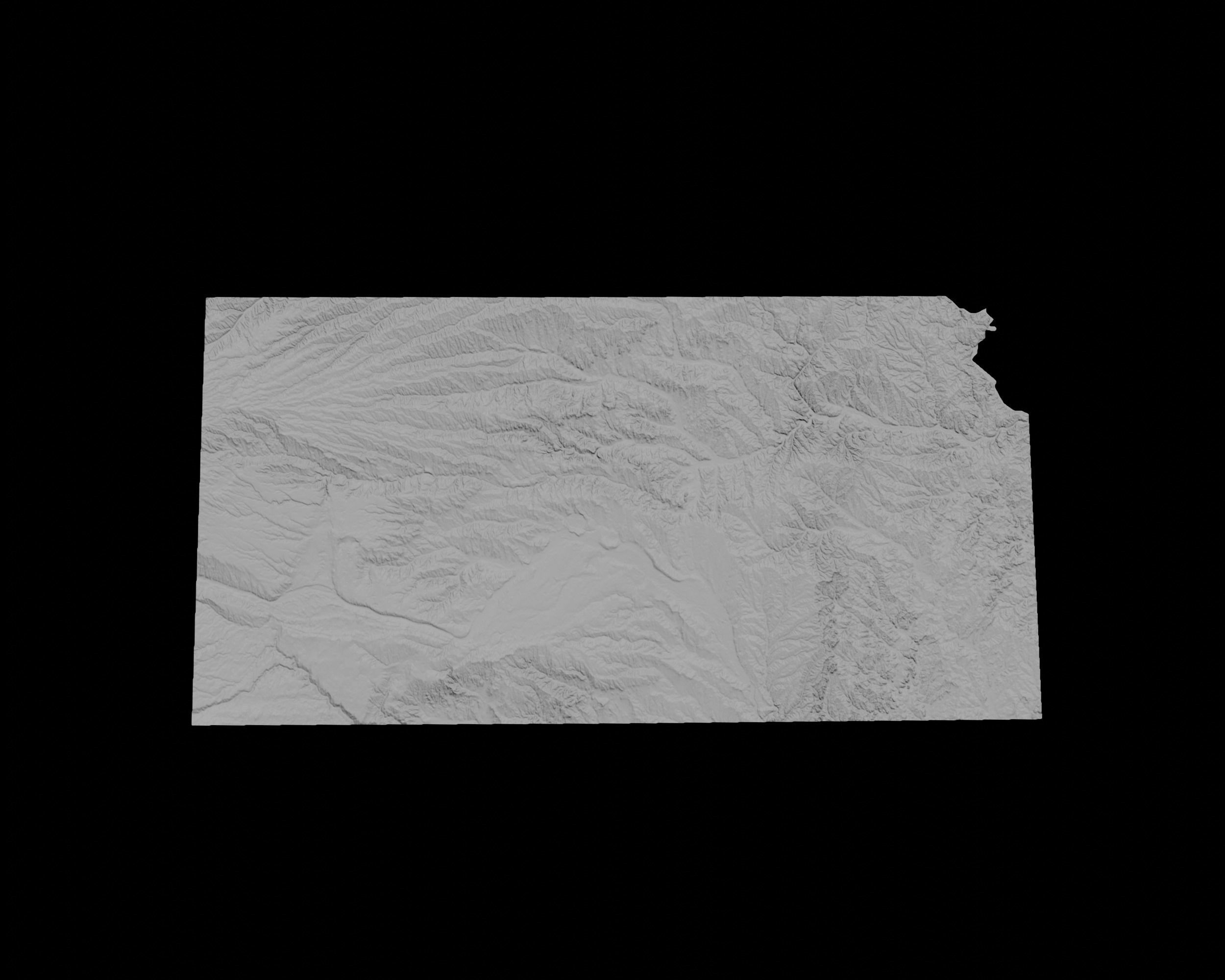 3D Topographical Map of Kansas 3D print model_1