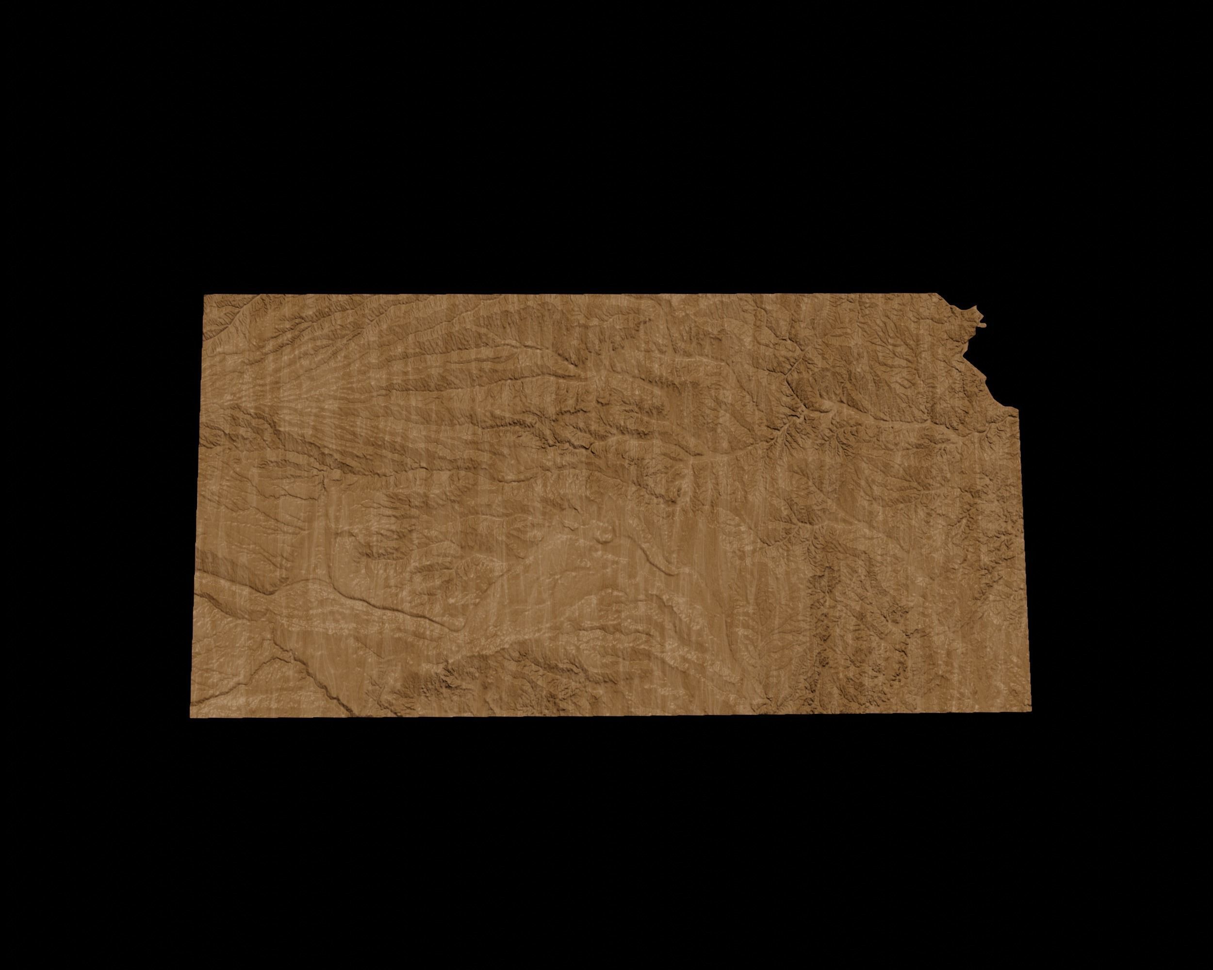 3D Topographical Map of Kansas 3D print model_2