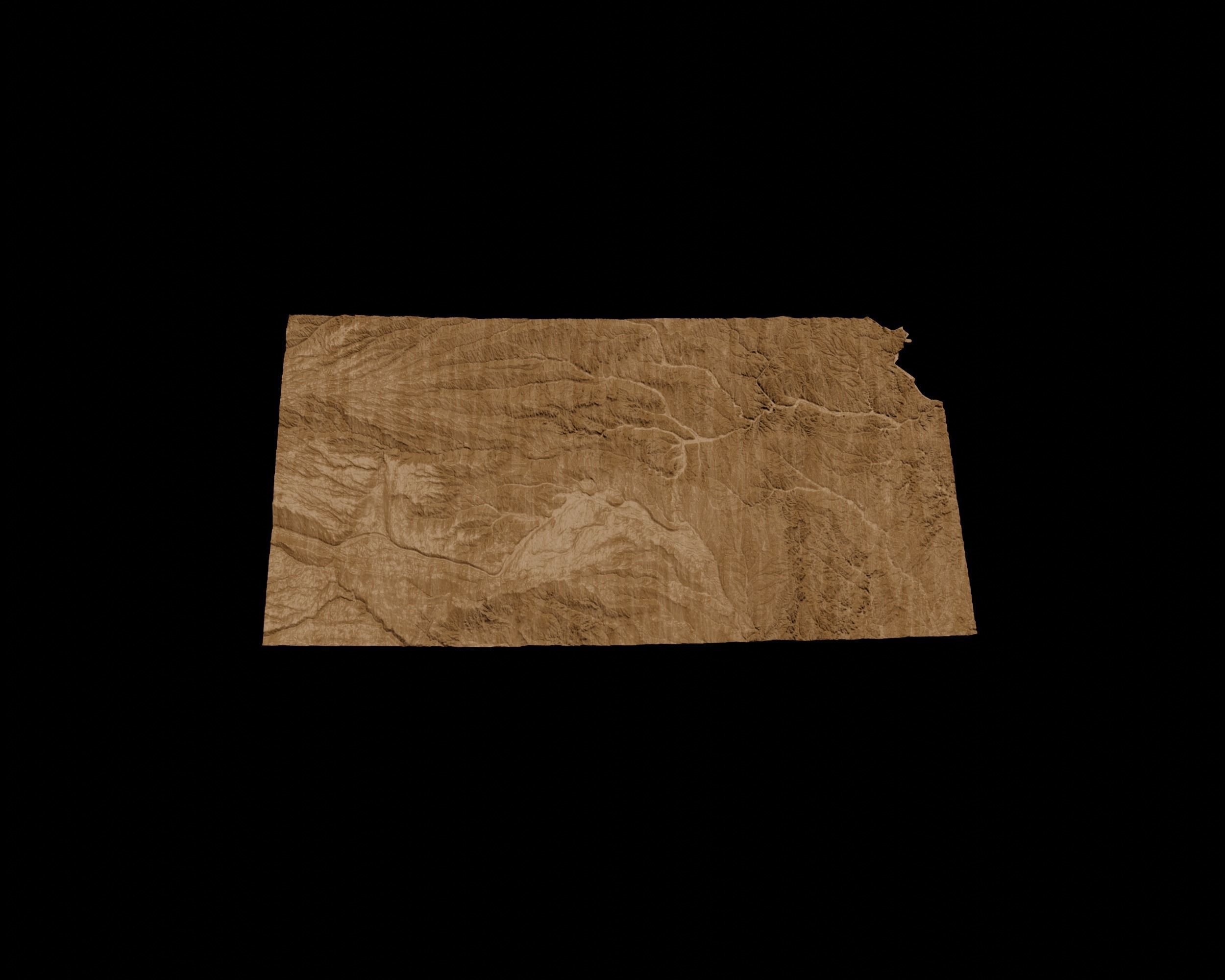 3D Topographical Map of Kansas 3D print model_3
