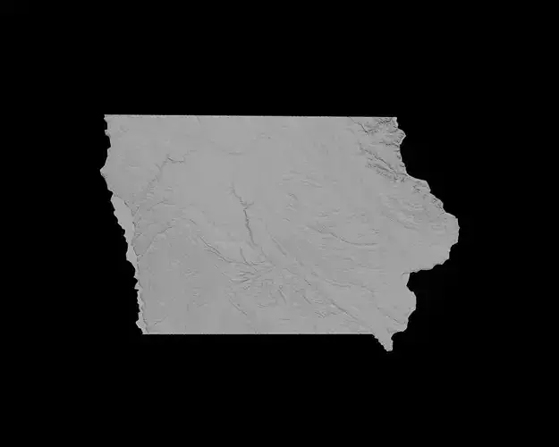 3D Topographical Map of Iowa