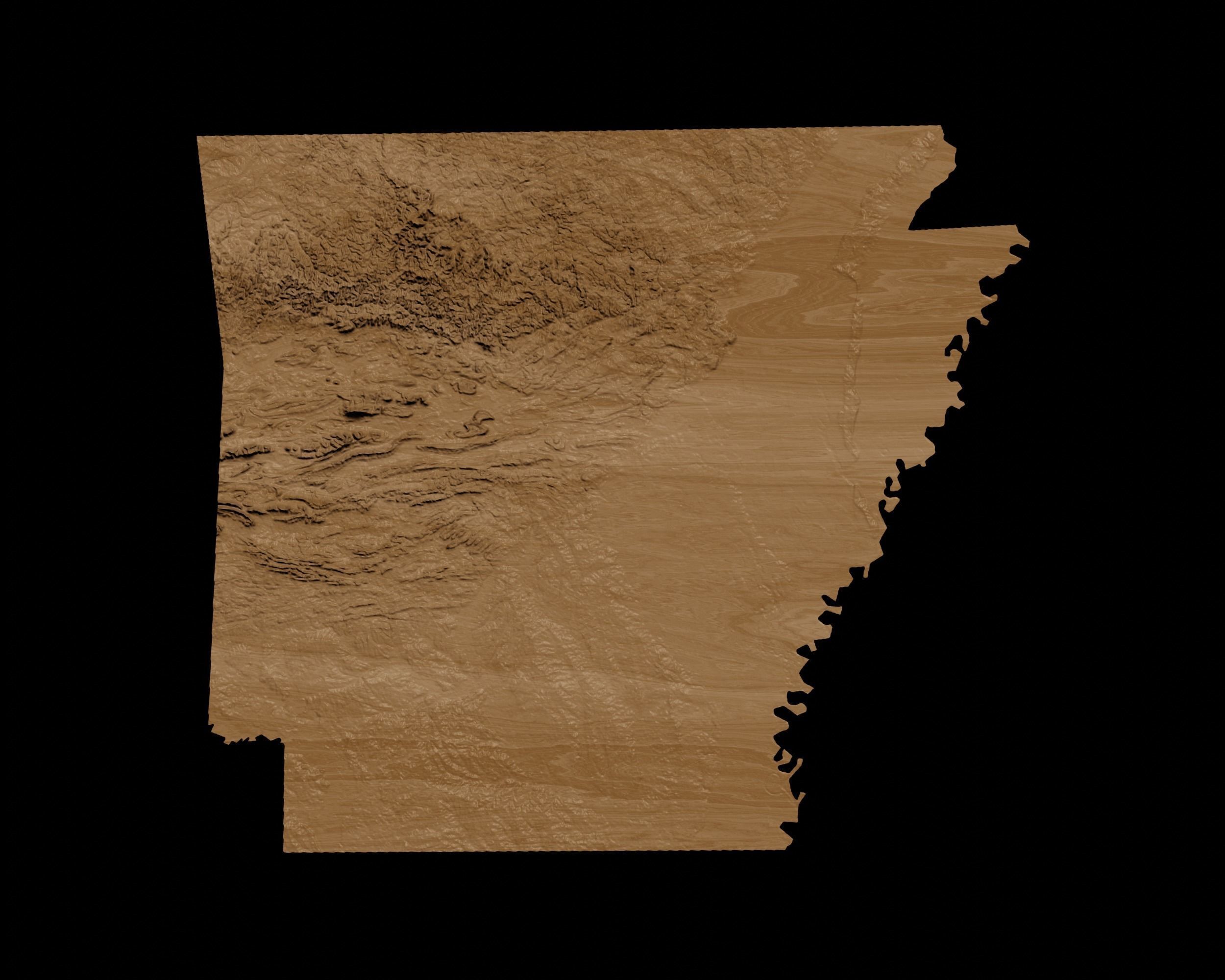 3D Topographical Map of Arkansas 3D print model_1