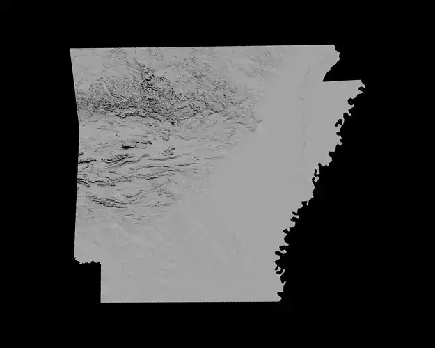 3D Topographical Map of Arkansas