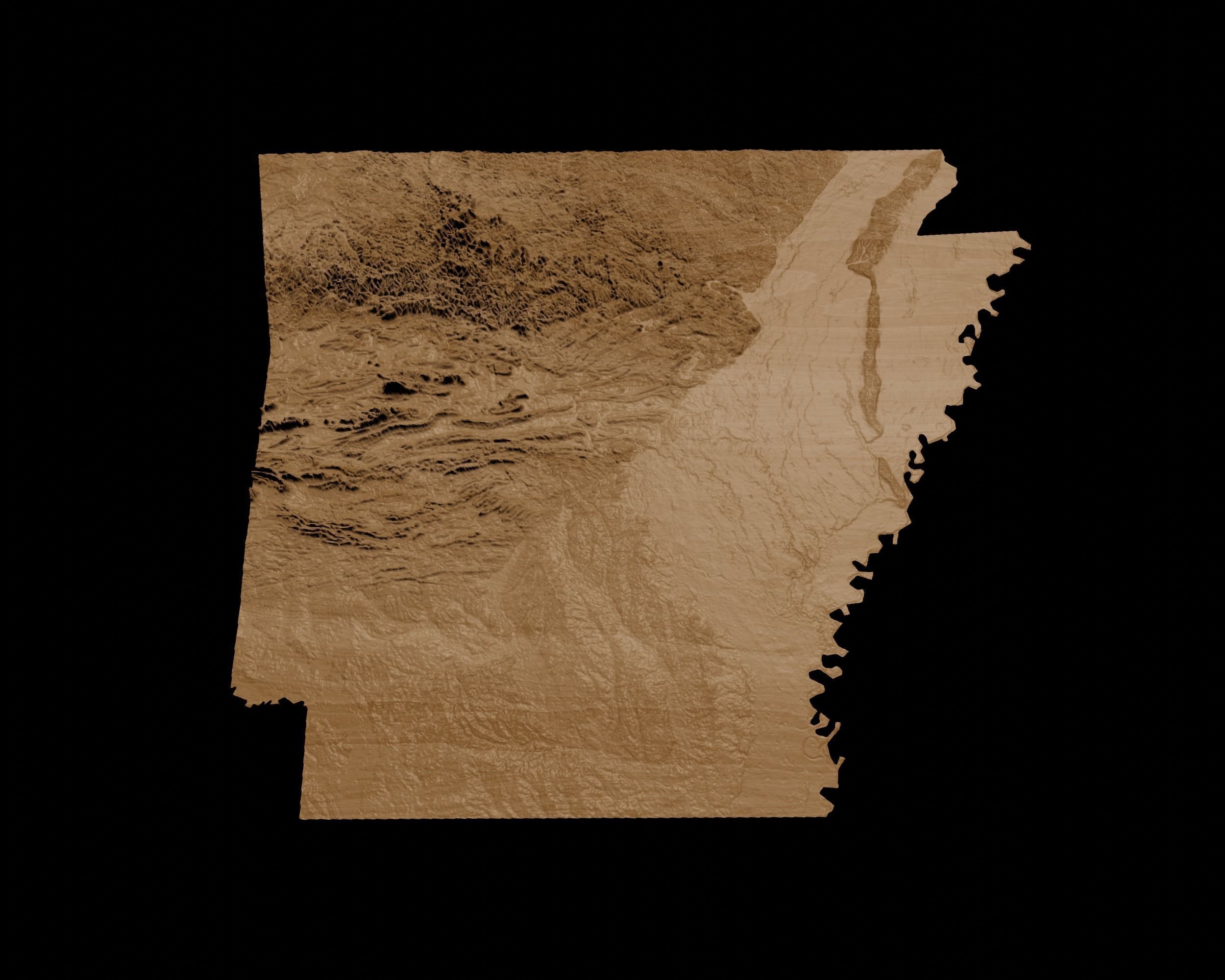 3D Topographical Map of Arkansas 3D print model_2