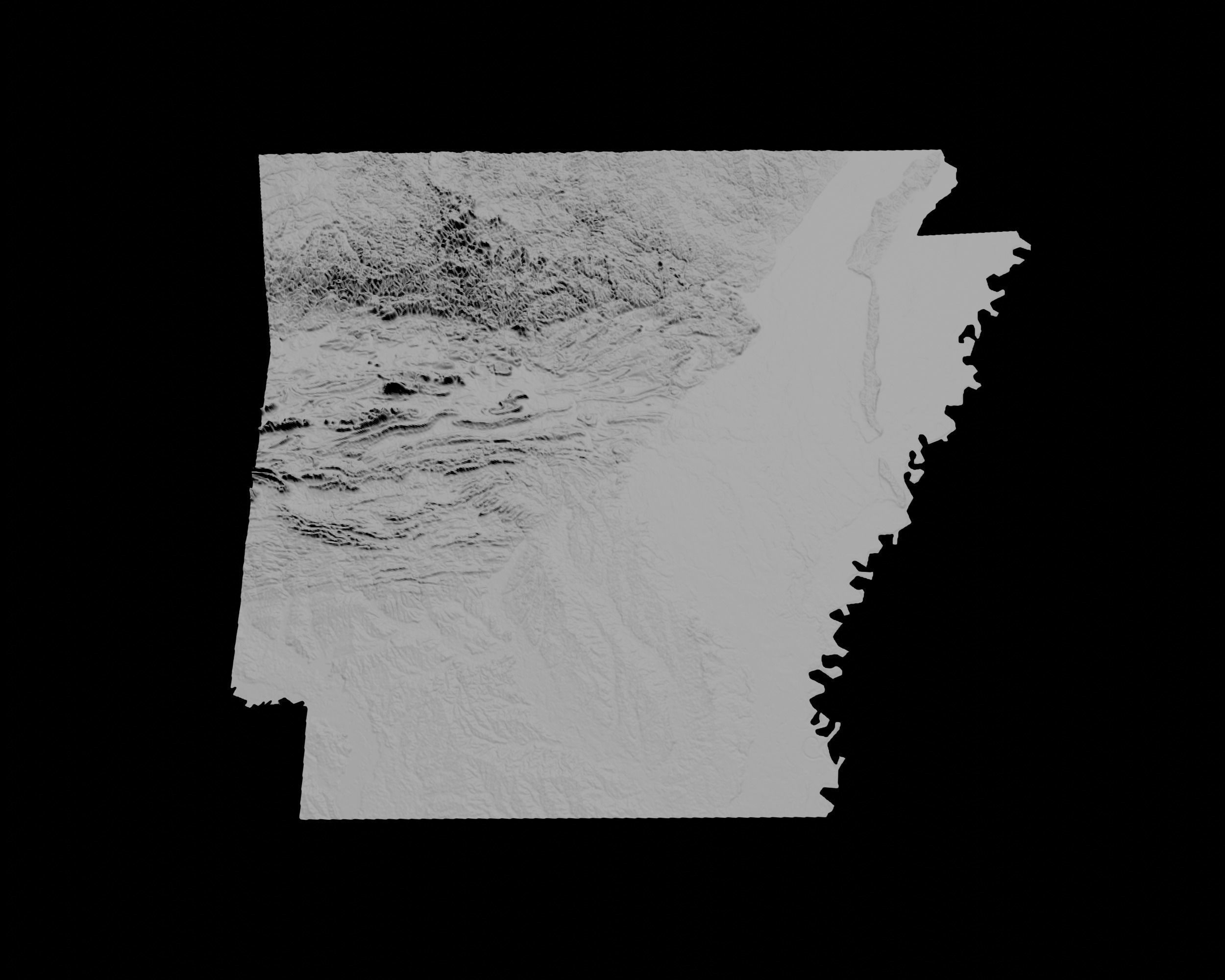 3D Topographical Map of Arkansas 3D print model_3