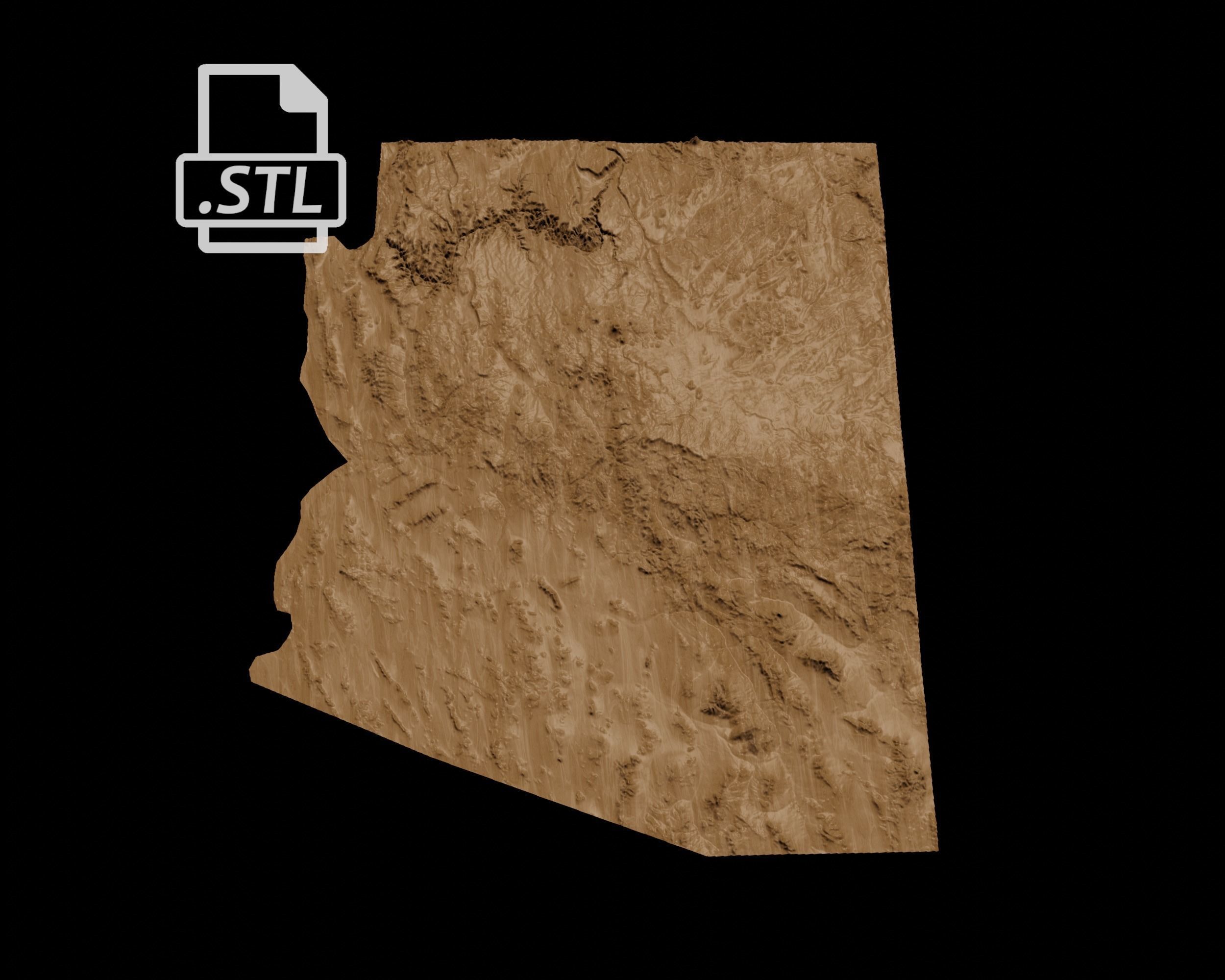 3D Topographical Map of Arizona 3D print model_6