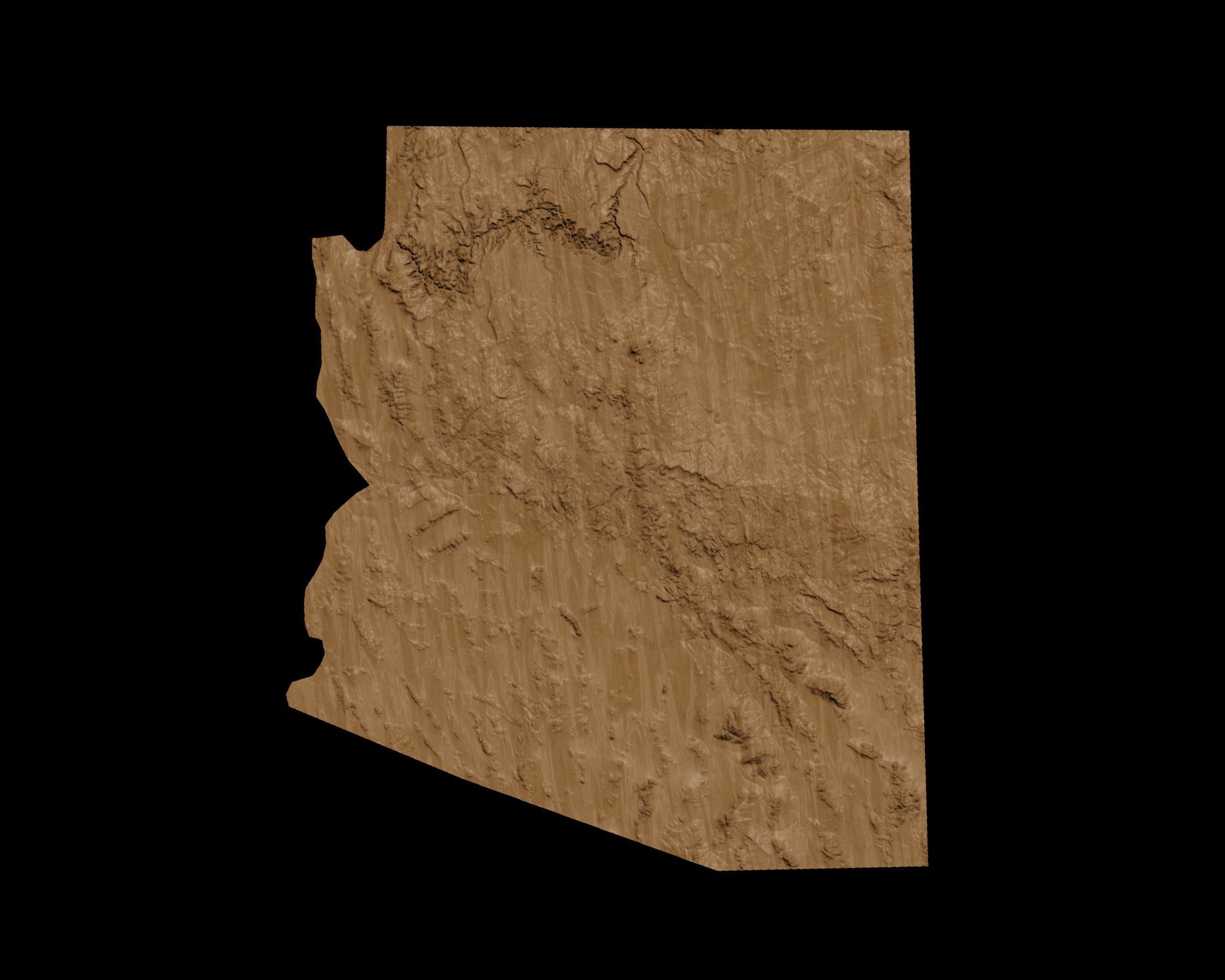 3D Topographical Map of Arizona 3D print model_2