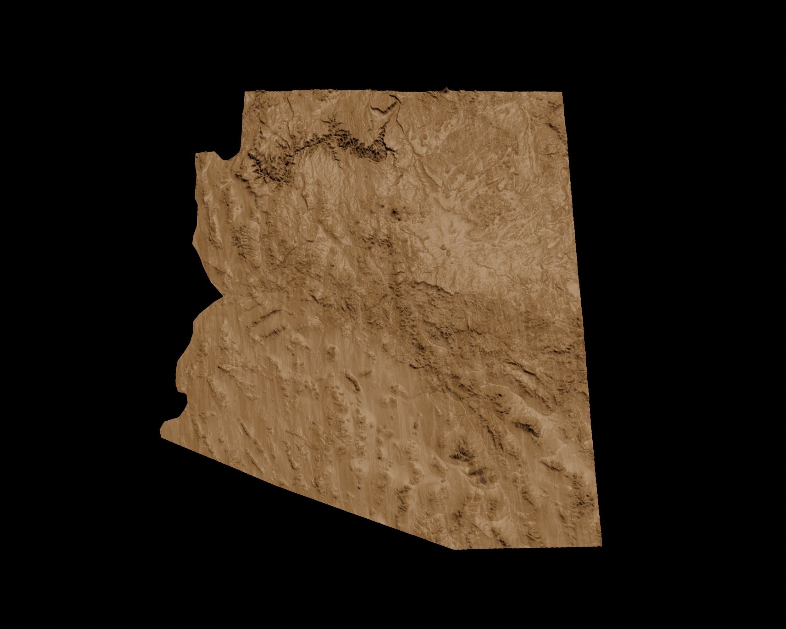 3D Topographical Map of Arizona 3D print model_3