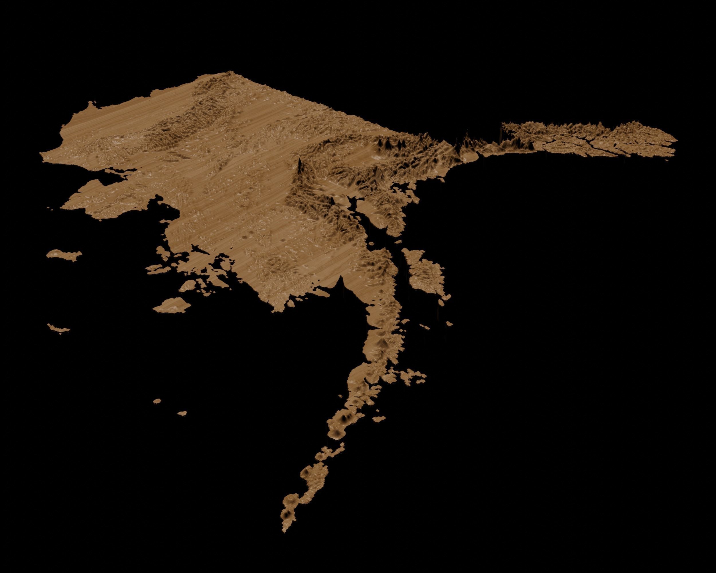 3D Topographical Map of Alaska  3D print model_5