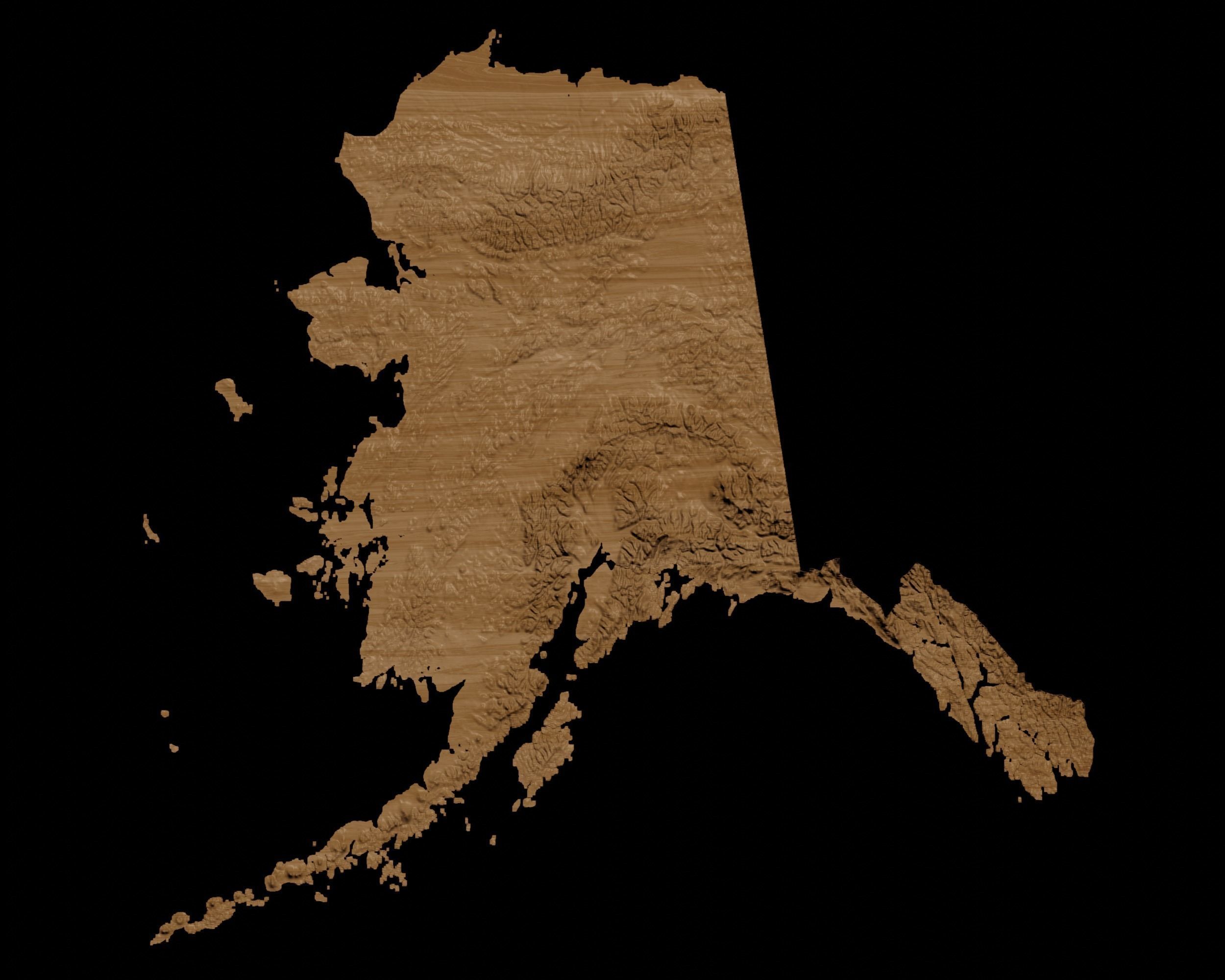 3D Topographical Map of Alaska  3D print model_2