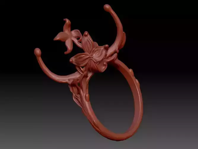 Ring with flowers 3D print model