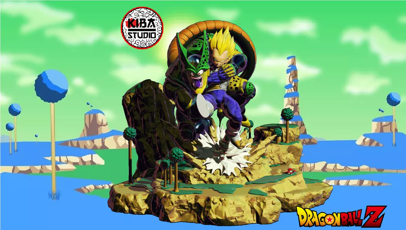 Vegeta SSJ vs Cell fase 2 3D print model_0
