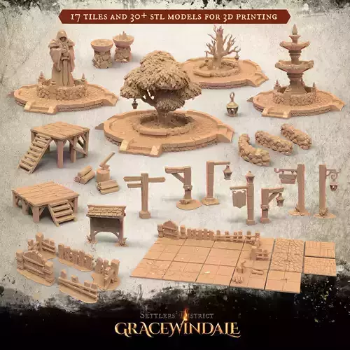 Gracewindale - Town Square 3D Model Collection