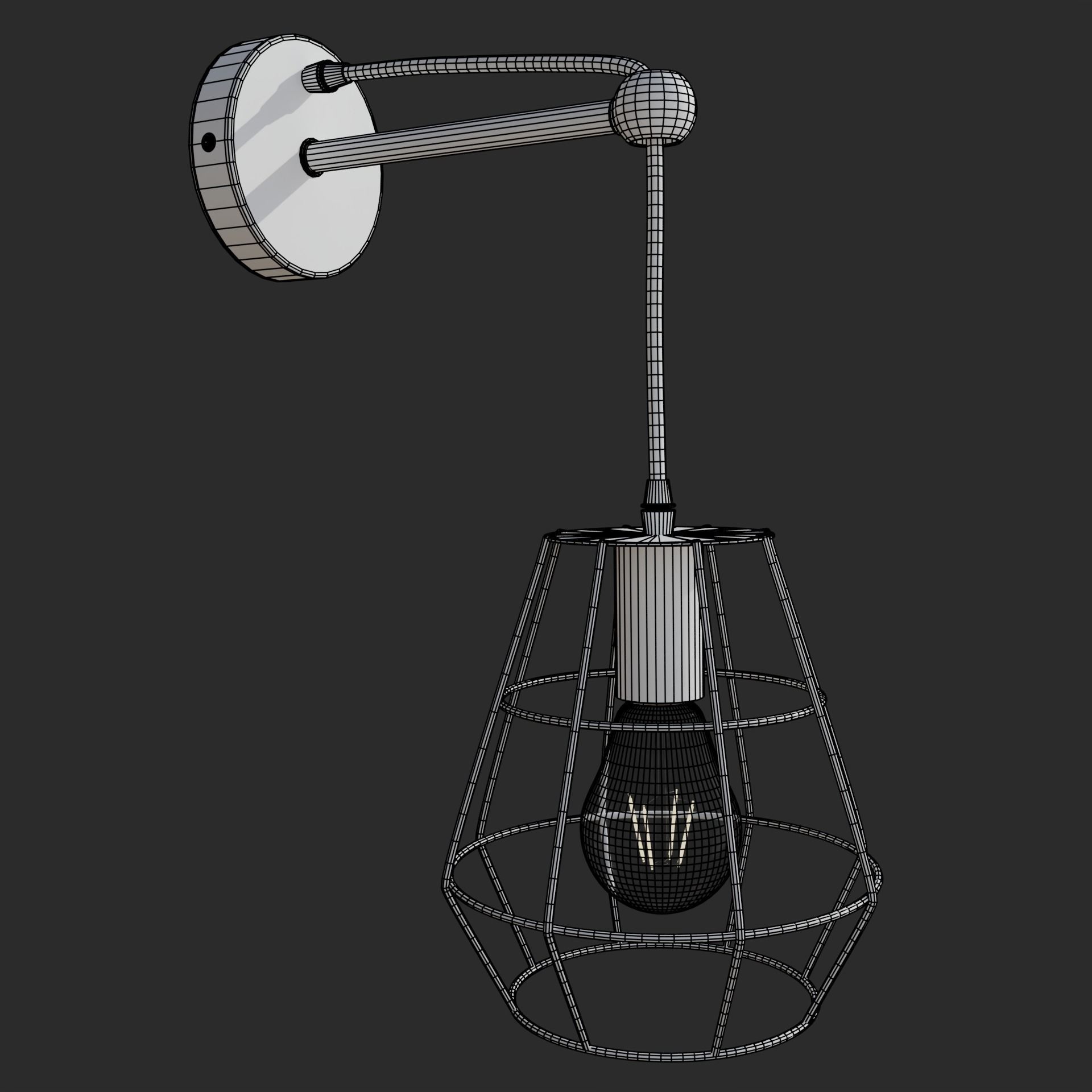 Wall sconce with cage Low-poly 3D model_6