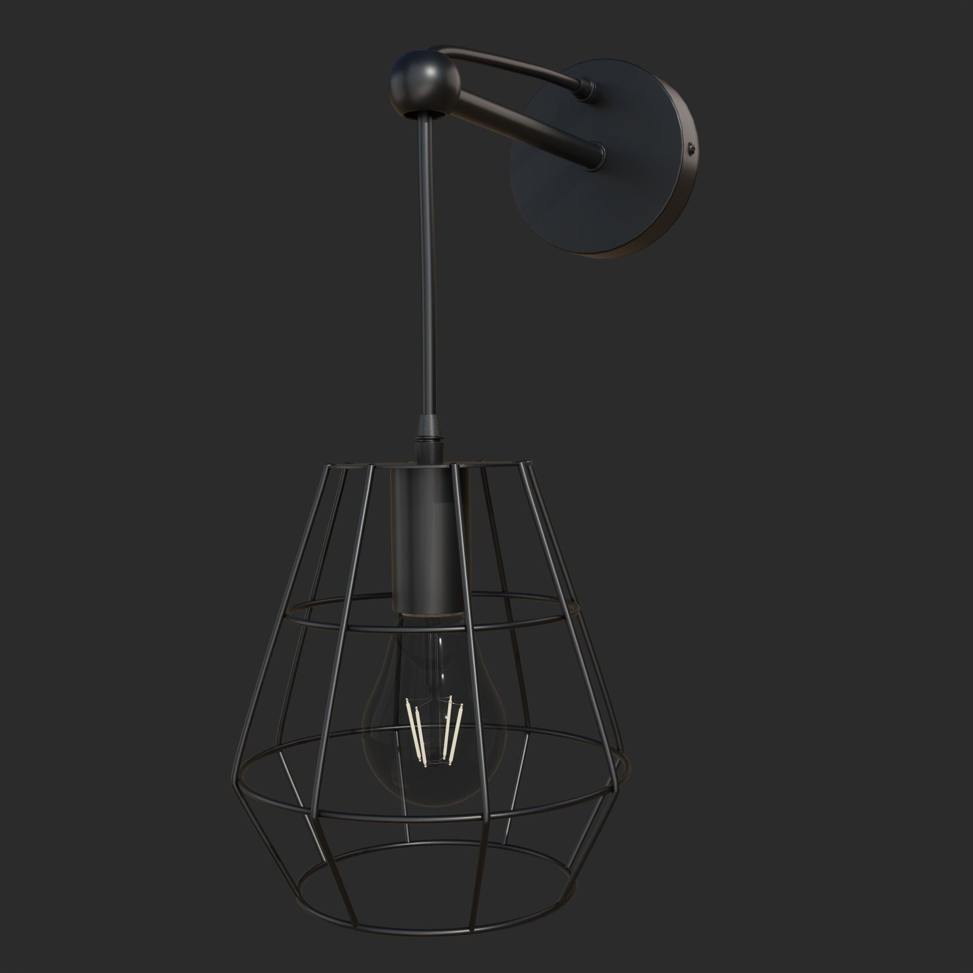 Wall sconce with cage Low-poly 3D model_2