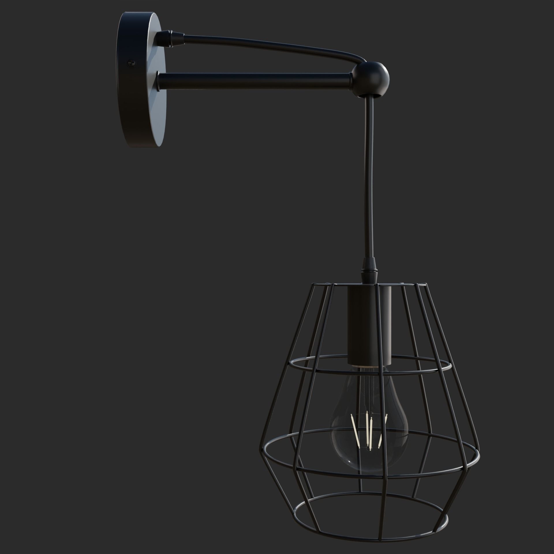 Wall sconce with cage Low-poly 3D model_3
