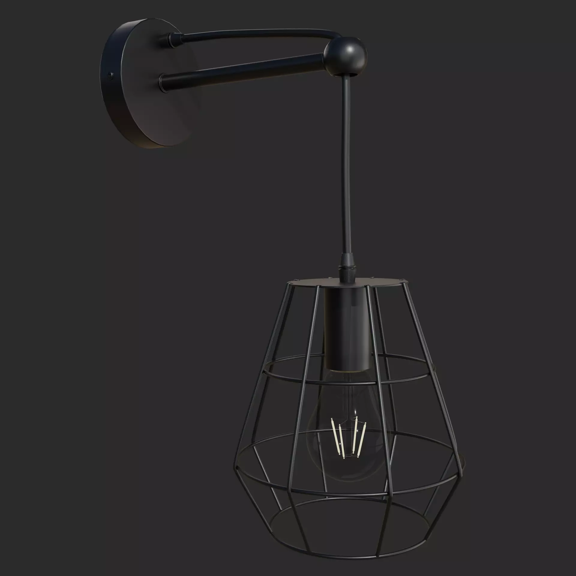 Wall sconce with cage Low-poly 3D model_0